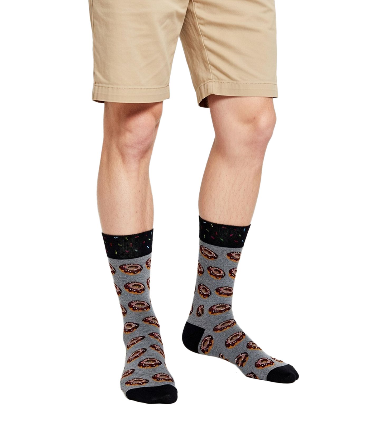 1 Paar Moustard Donut Baumwoll-Socken mit glasierten Donuts gemusterte lange Strümpfe 18S-DON Grau/Braun