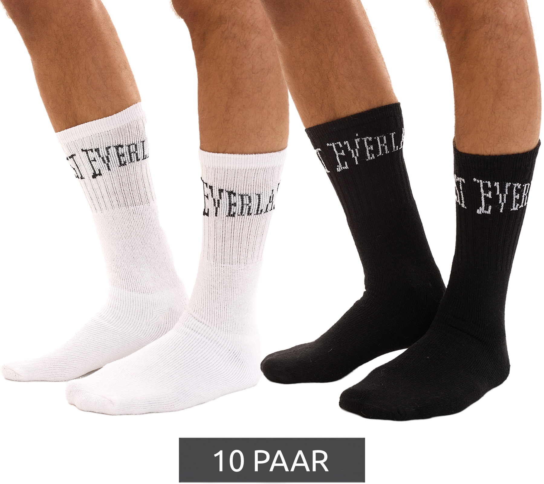 10 Paar EVERLAST Herren Sport-Socken mit Baumwollanteil Damen Socken lange Strümpfe OEKO-TEX Standard EVL1TENX Weiß oder Schwarz