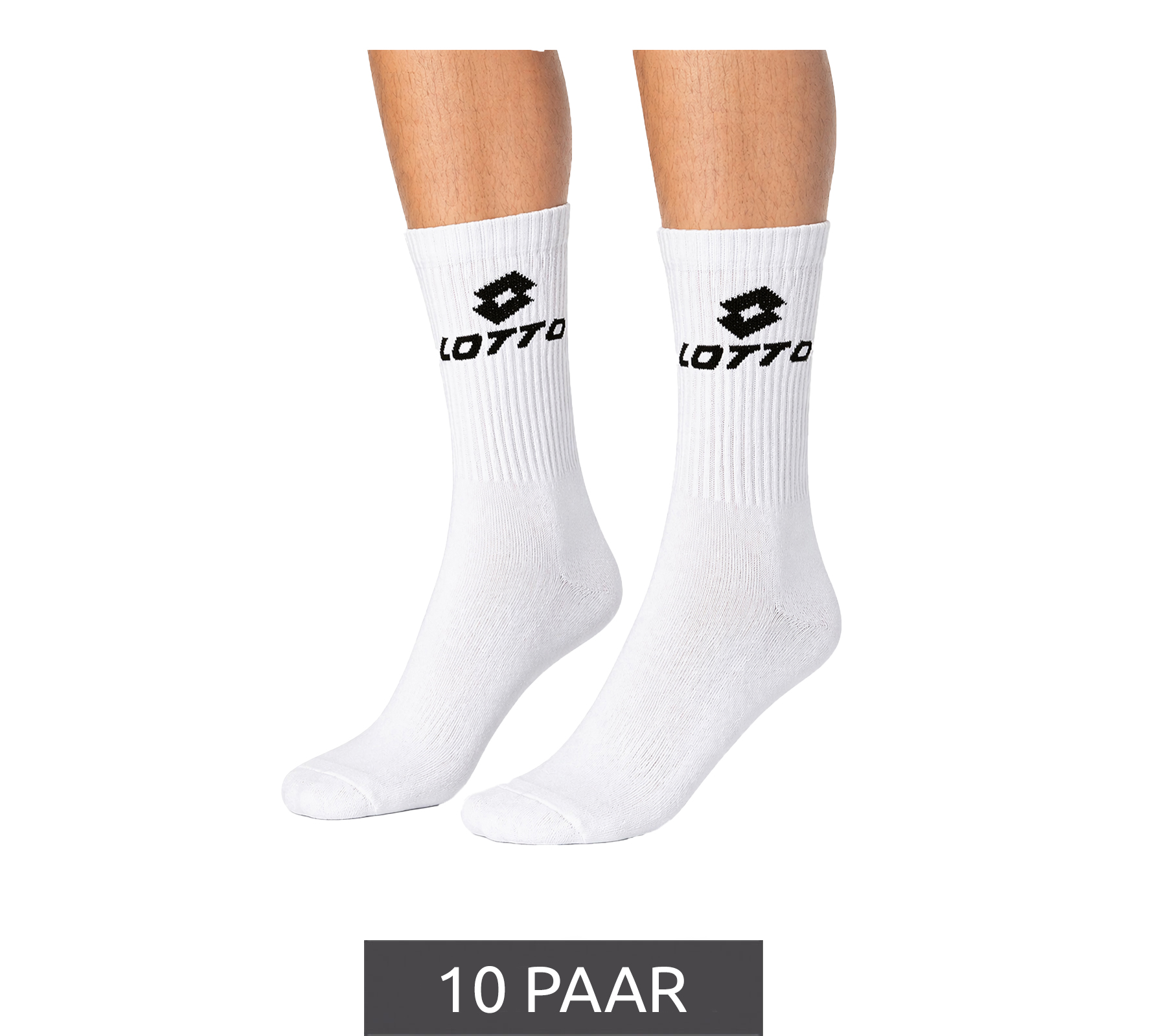 10 Paar LOTTO Sport-Socken Damen und Herren Trainings-Socken Tennis-Strümpfe Baumwoll-Socken Weiß