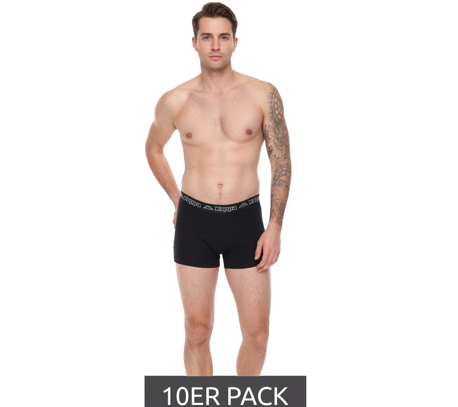 10er Pack Kappa Herren Boxershorts stylische Unterhosen Sparpack 351K1JW AEB Schwarz/Weiß