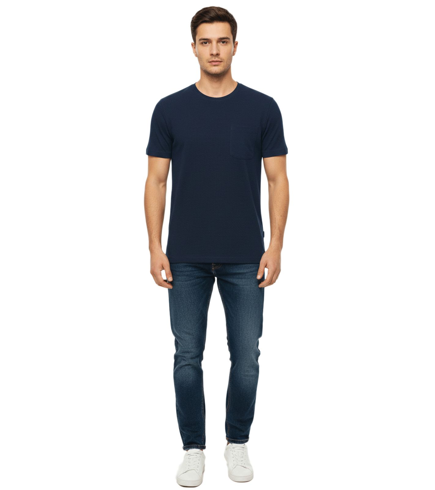 11 PROJECT Otto Herren Baumwoll-Shirt T-Shirt schlichtes Sommer-Shirt mit Brusttasche 20716238 ME 194024 Blau