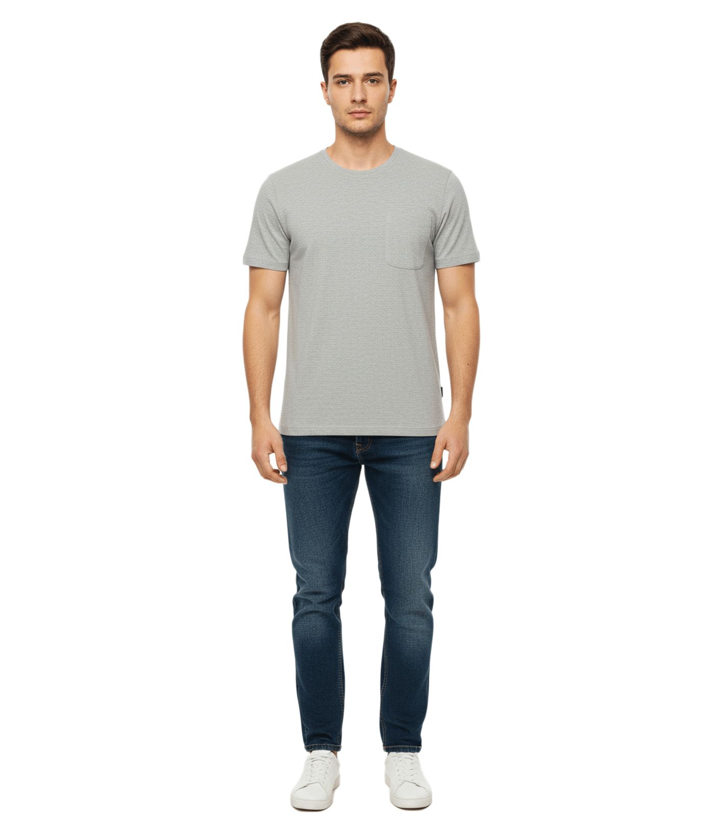 11 PROJECT Otto Herren Baumwoll-Shirt T-Shirt schlichtes Sommer-Shirt mit Brusttasche 20716238 ME 200274 Grau
