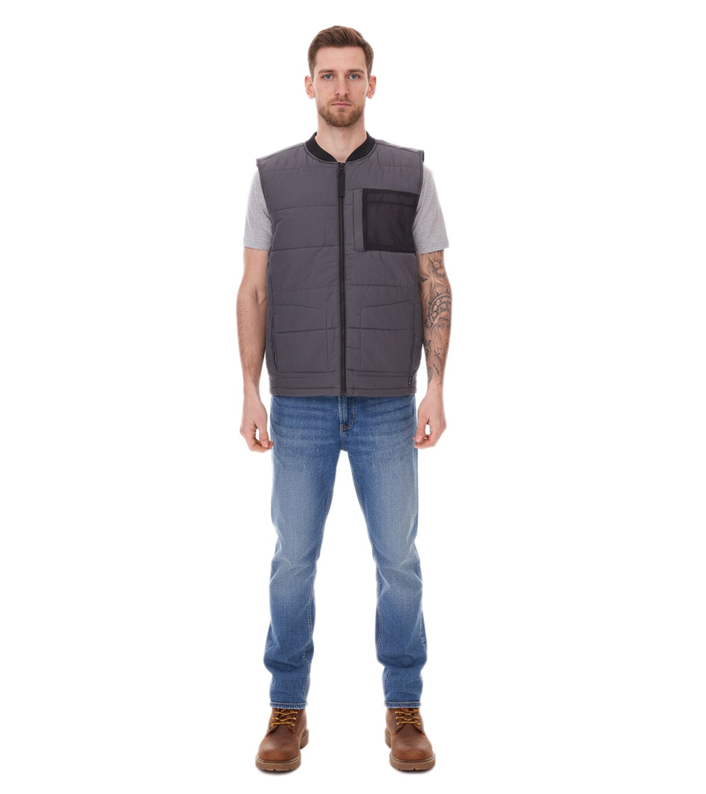 11 PROJECT PURlle Herren Puffer-Weste mit Steppung Lifestyle-Weste 20715253 ME 193910 Grau