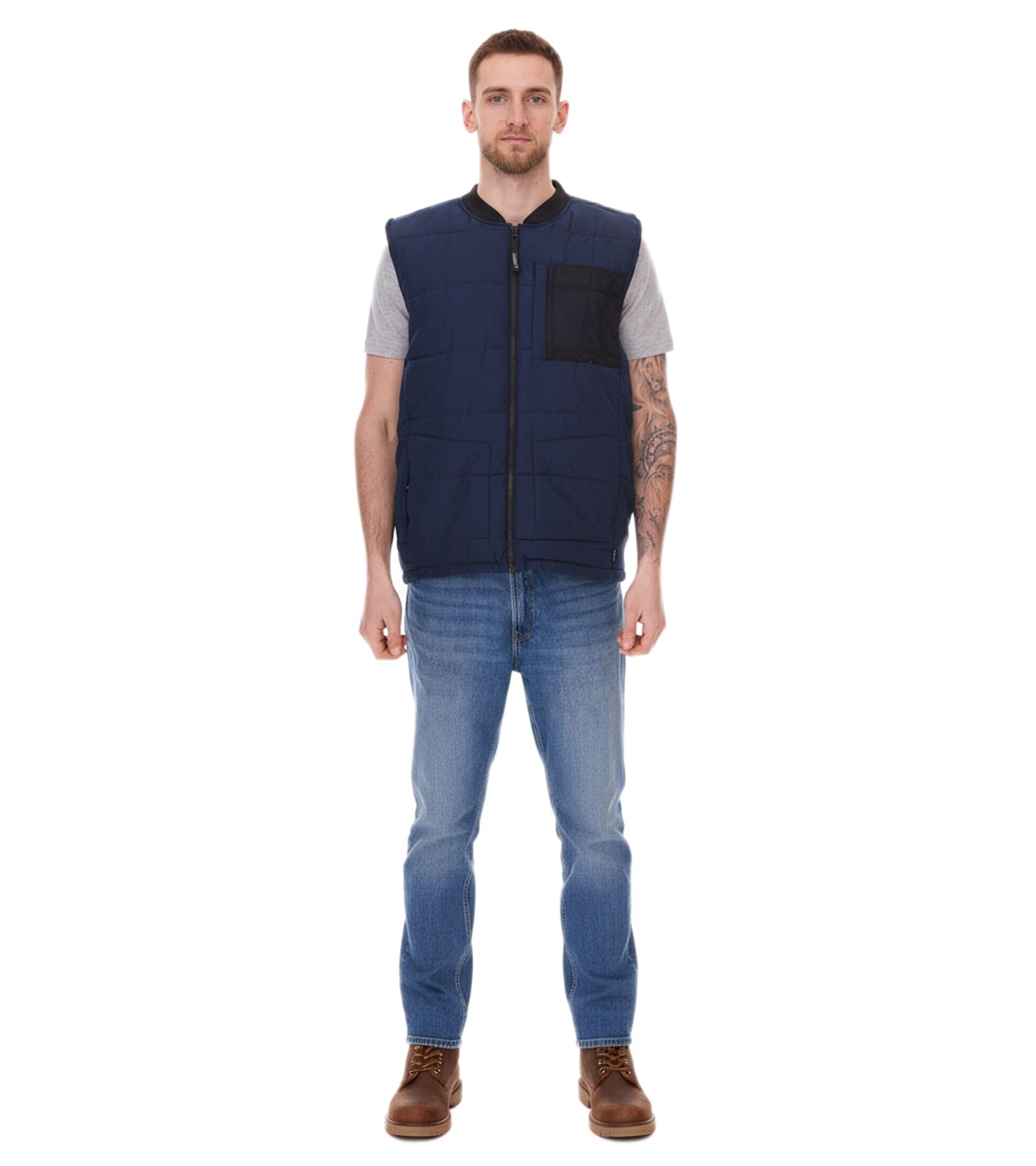 11 PROJECT PURlle Herren Puffer-Weste mit Steppung Lifestyle-Weste 20715253 ME 194024 Dunkelblau