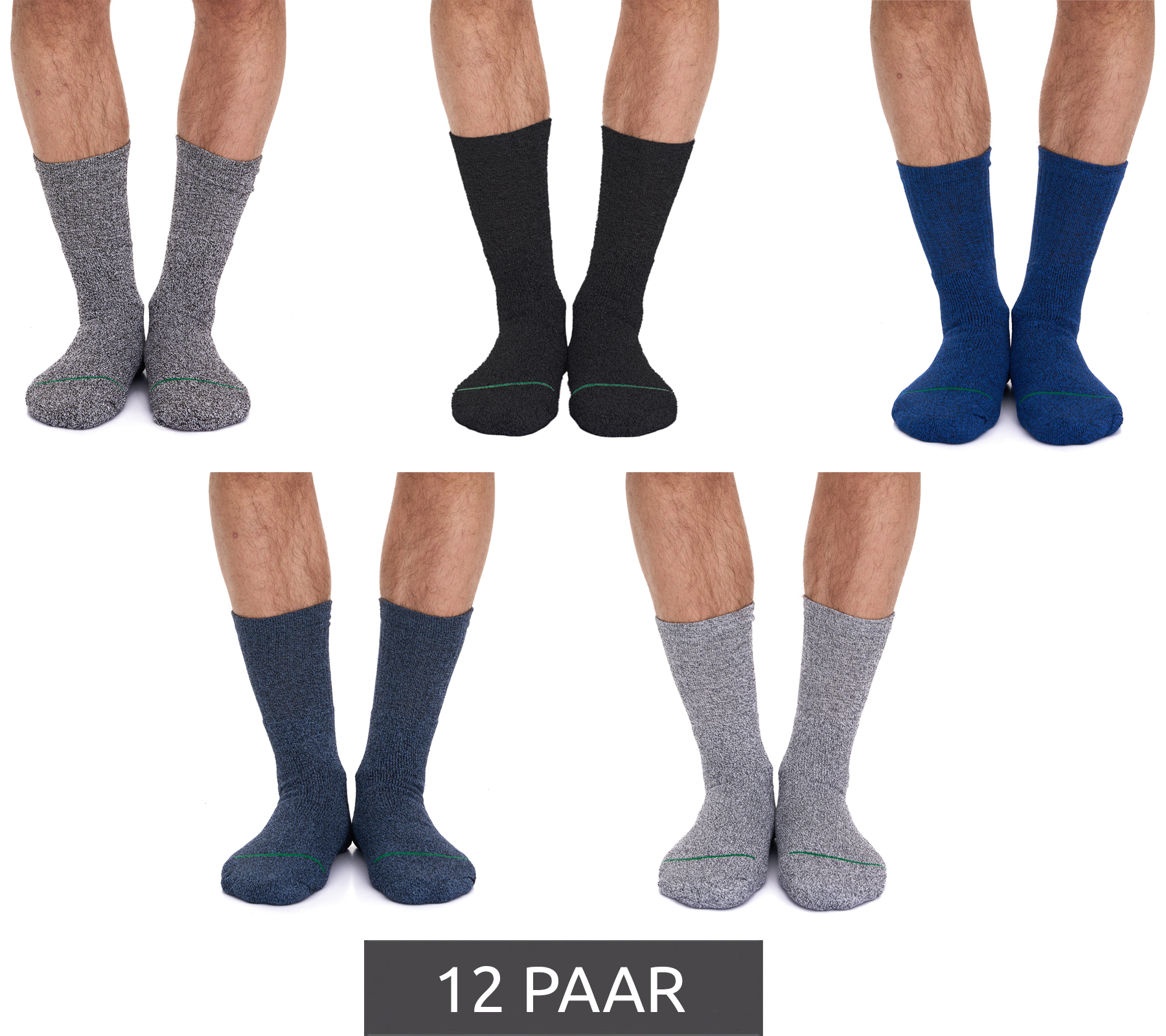 12 Paar primair socks. nachhaltige Freizeit-Socken Baumwoll-Socken lange Strick-Socken 53200 Schwarz/Weiß/Hellgrau/Dunkelgrau
