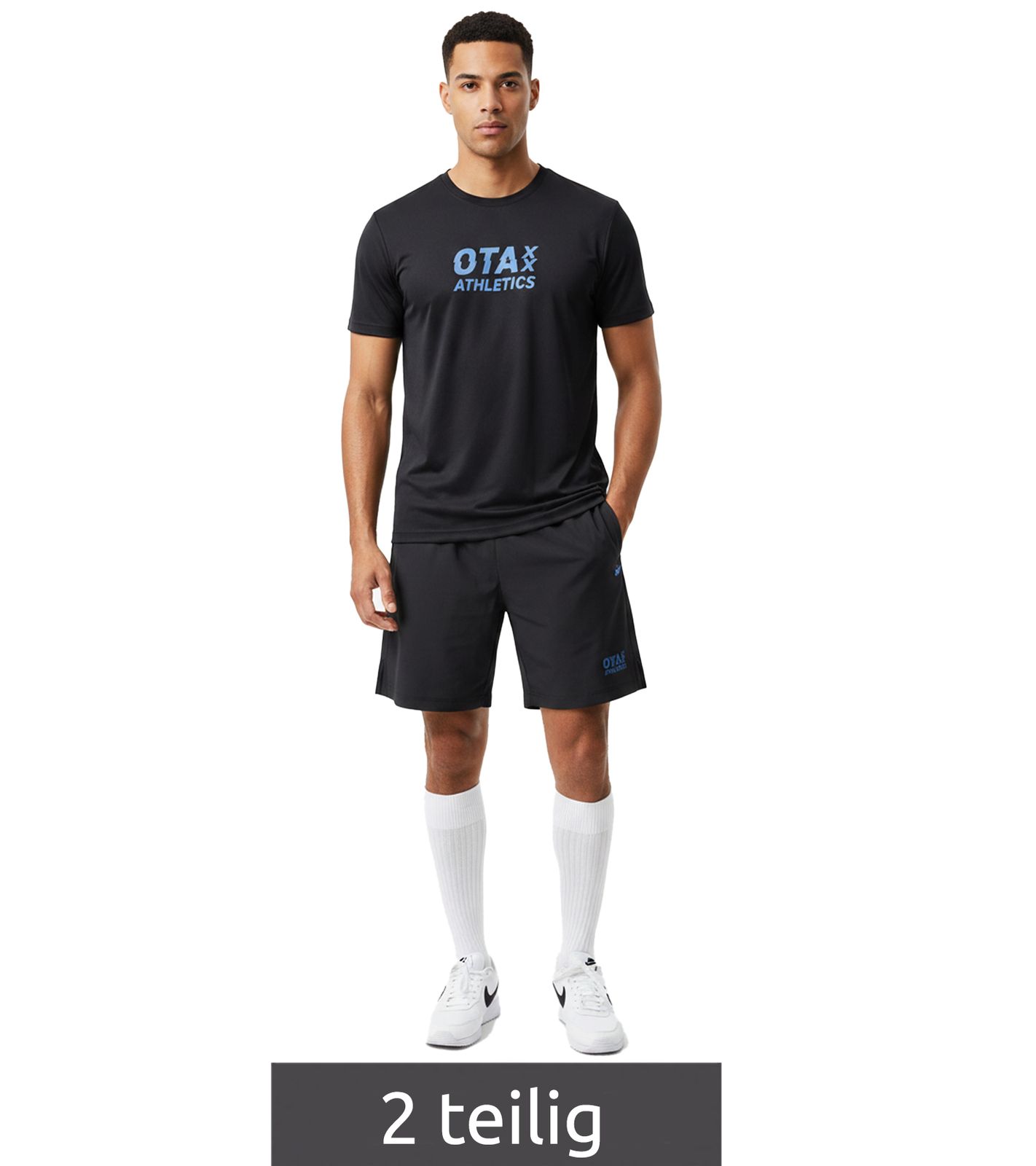 2-teiliges ON THAT ASS Armand Herren Sport-Set Performance Set Gym Outfit mit T-Shirt & Shorts Schwarz