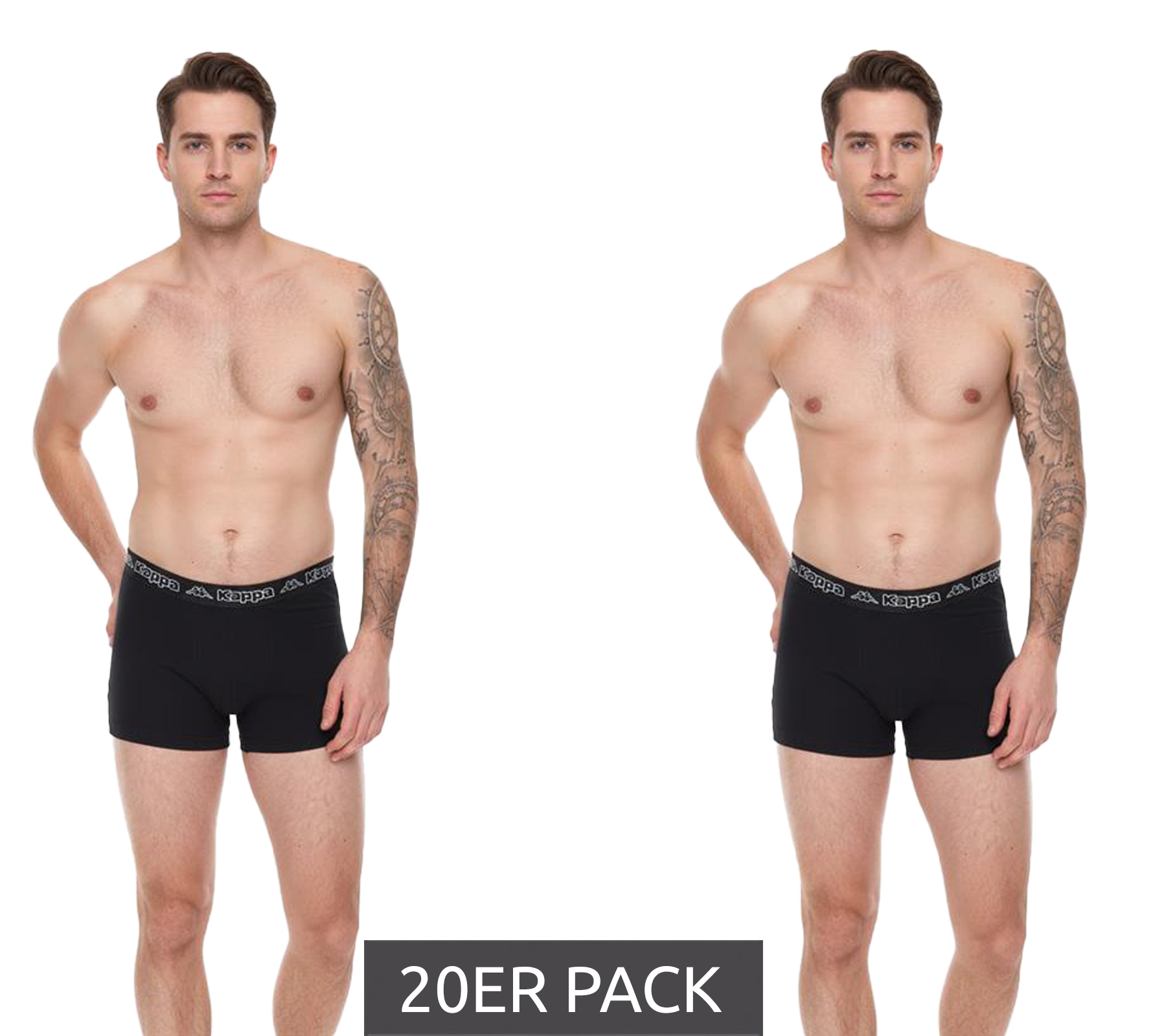 20er Pack Kappa Herren Boxershorts stylische Unterhosen Sparpack 351K1JW AEB Schwarz/Weiß