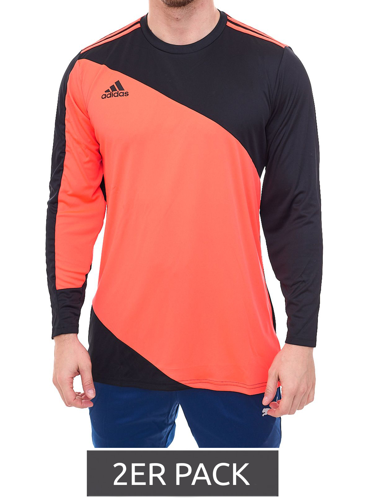 2er Pack adidas Torwarttrikot Squadra GK 21 im Sparpack Herren Langarm Fußball -Trikot mit Aeroready GK9805 Schwarz/Orange