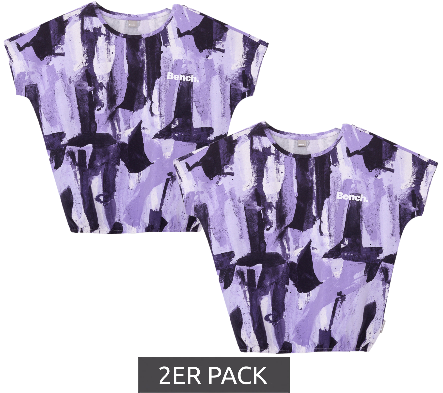 2er Pack Bench. Mädchen Baumwoll-Shirt Kurzarm-Shirt mit Allover-Print 65280936 Lila