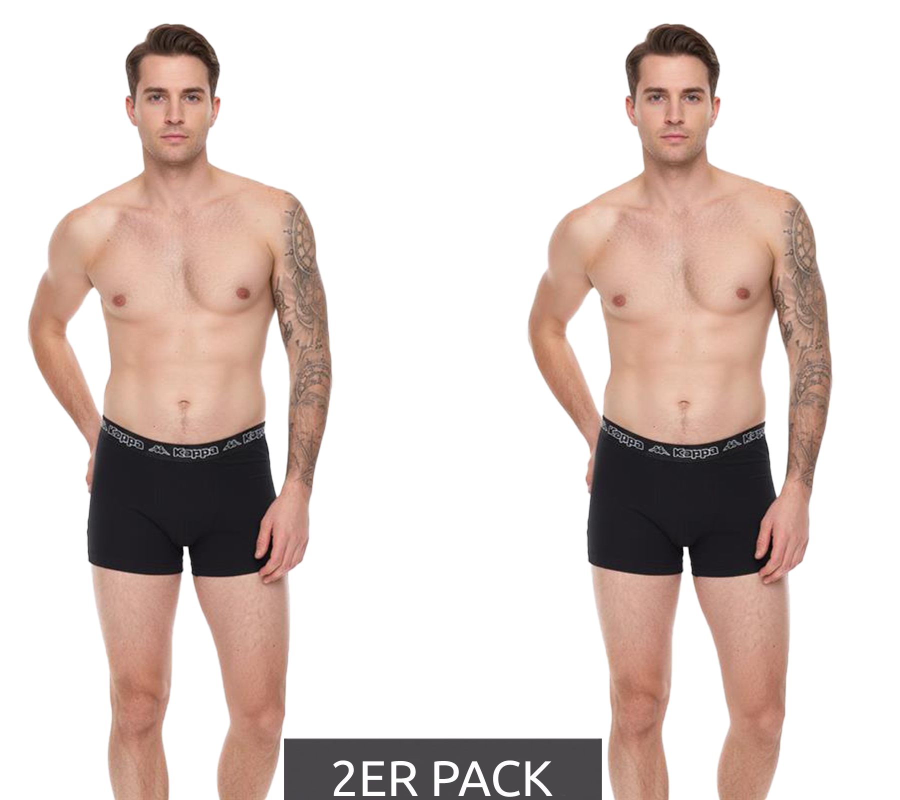 2er Pack Kappa Herren Boxershorts stylische Unterhosen 351K1JW AEB Schwarz/Weiß