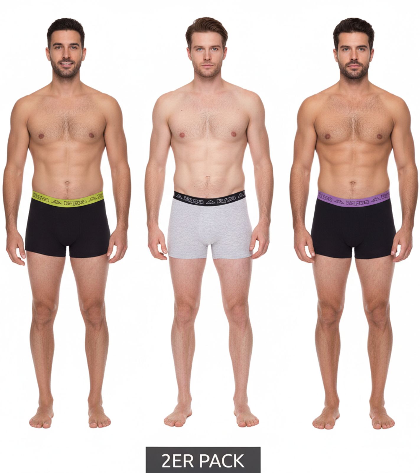 2er Pack Kappa Herren Boxershorts stylische Unterhosen 351K1JW Schwarz, Blau, Rot, Grau, Weiß