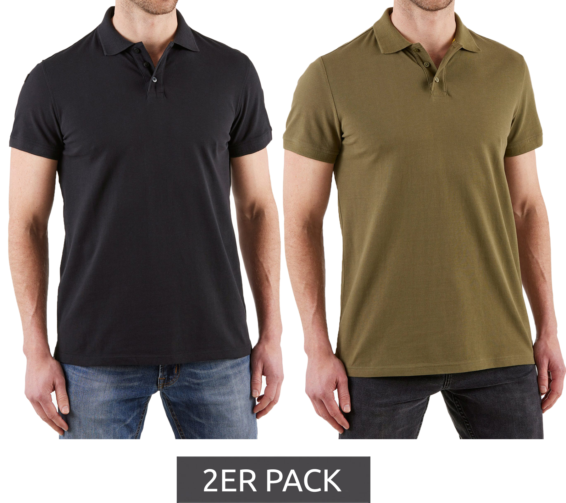 2er Pack NORTHERN COUNTRY Herren Polo-Shirt mit Stifthalter Baumwoll-Shirt Arbeits-Shirt 00010613 Grün oder Schwarz