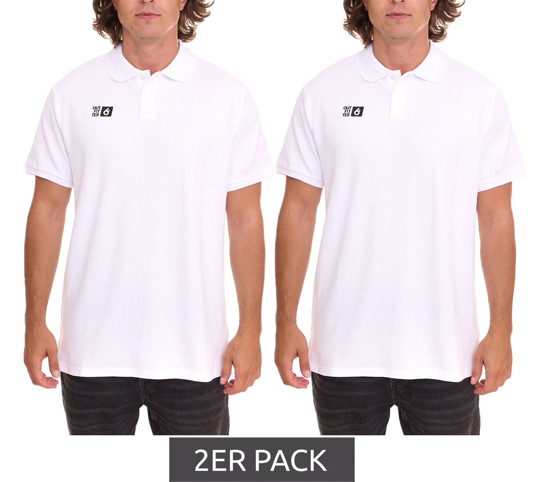 2er Pack Outfitter OCEAN FABRICS Herren Polo-Hemd angenehmes Sommer-Shirt 1049-OTW-10 Weiß