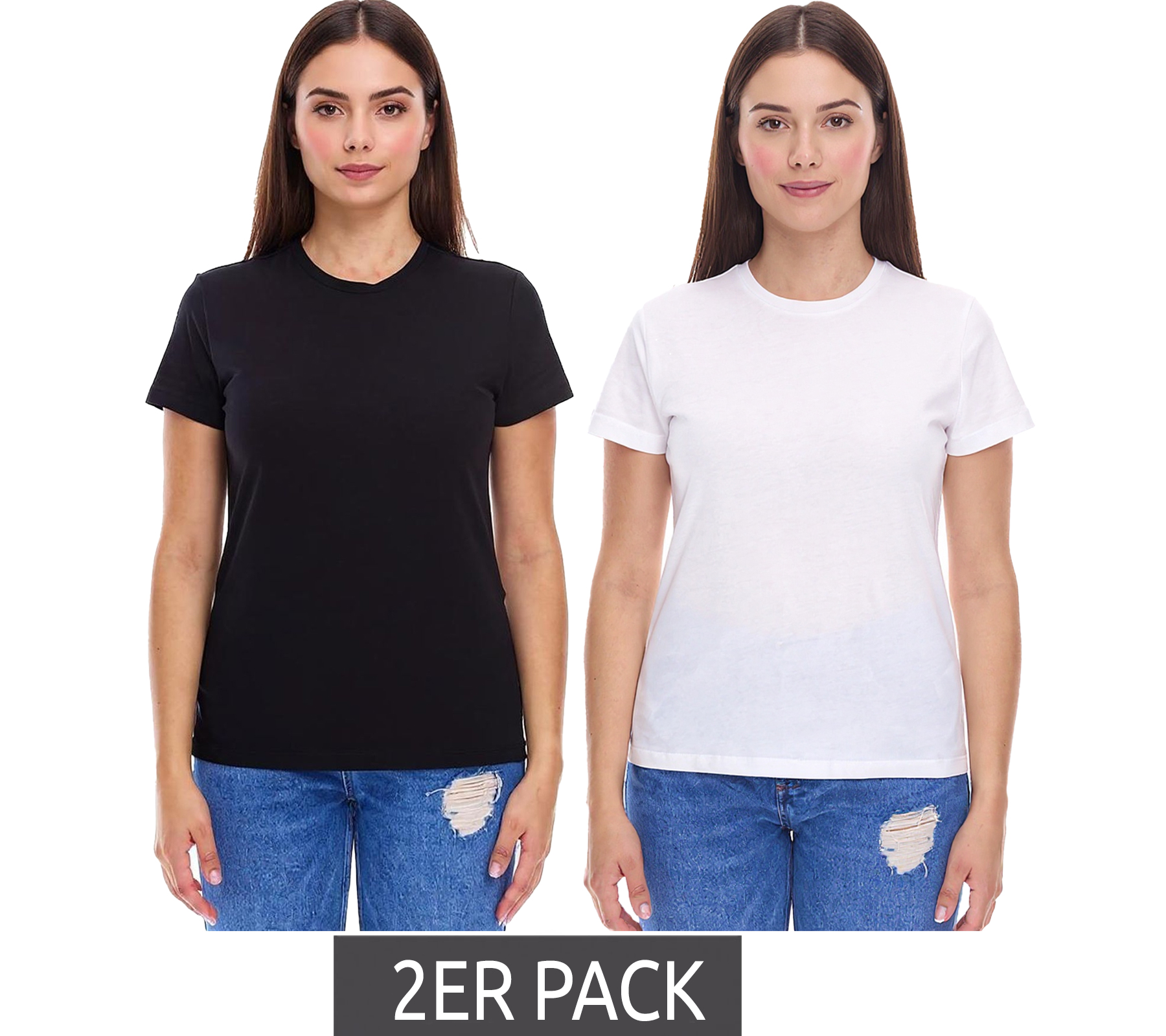2er Pack PUMA Blank Base Damen T-Shirt nachhaltiges Baumwoll-Shirt Sport-Shirt Fitness-Shirt 678258 Schwarz oder Weiß