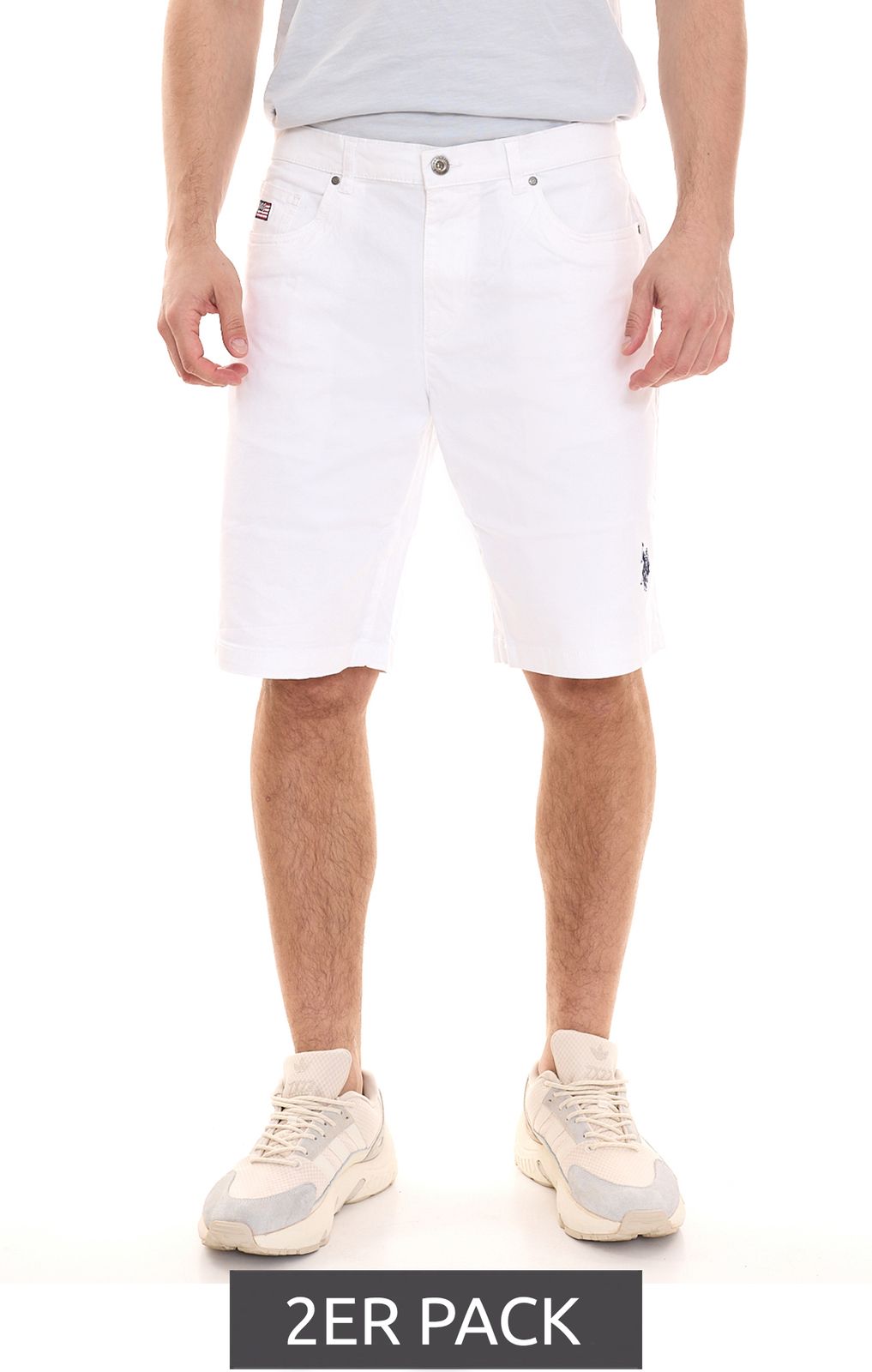 2er Pack U.S. POLO ASSN. Abel Herren Chino-Shorts nachhaltige Baumwoll-Bermuda 157 59799 52940 401 Weiß