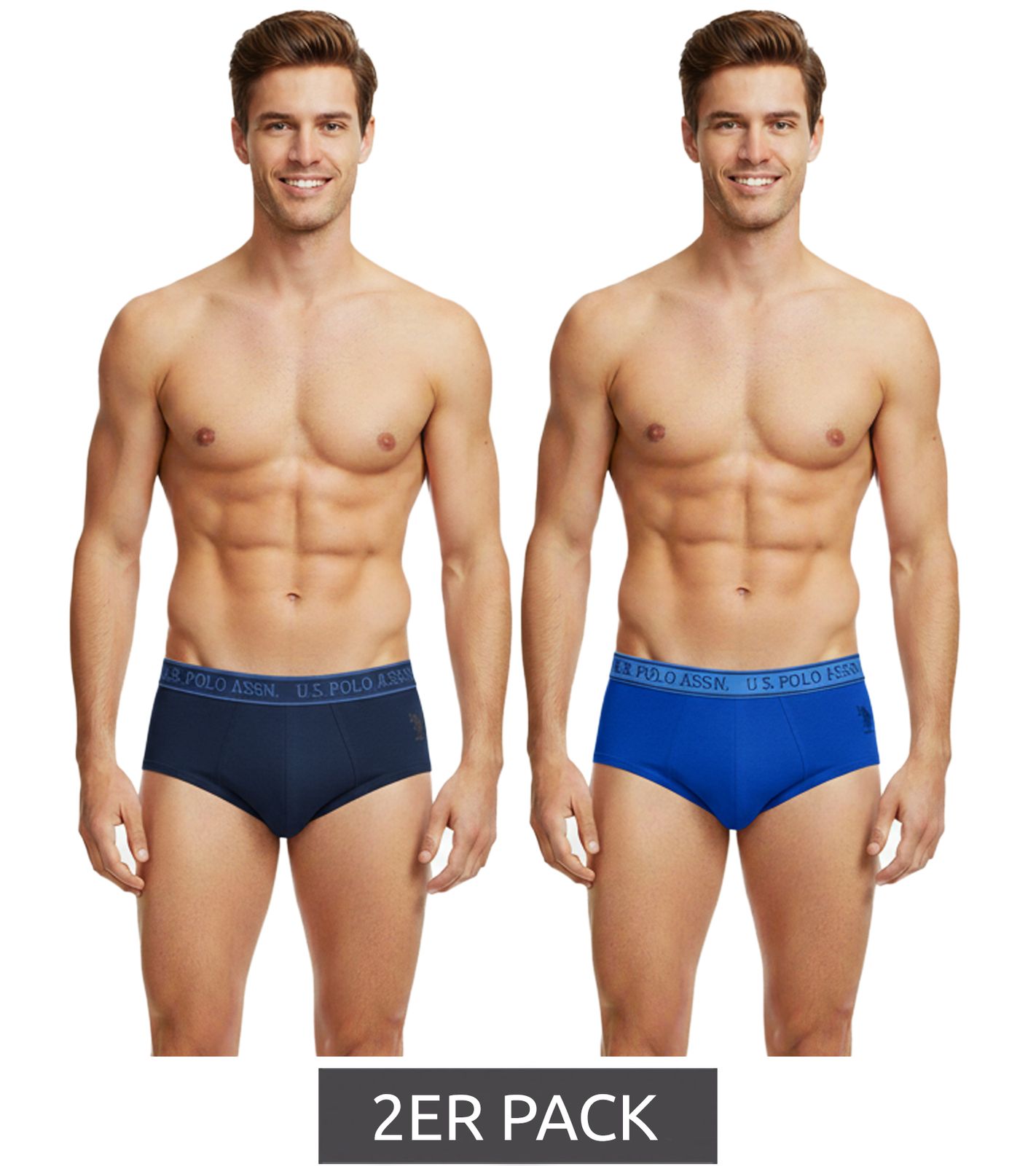 2er Pack U.S. POLO ASSN. Premium Herren Slips Unterhose nachhaltige Unterwäsche 180 g/m² 134 68263 53696 500 Royal-Blau/Navy