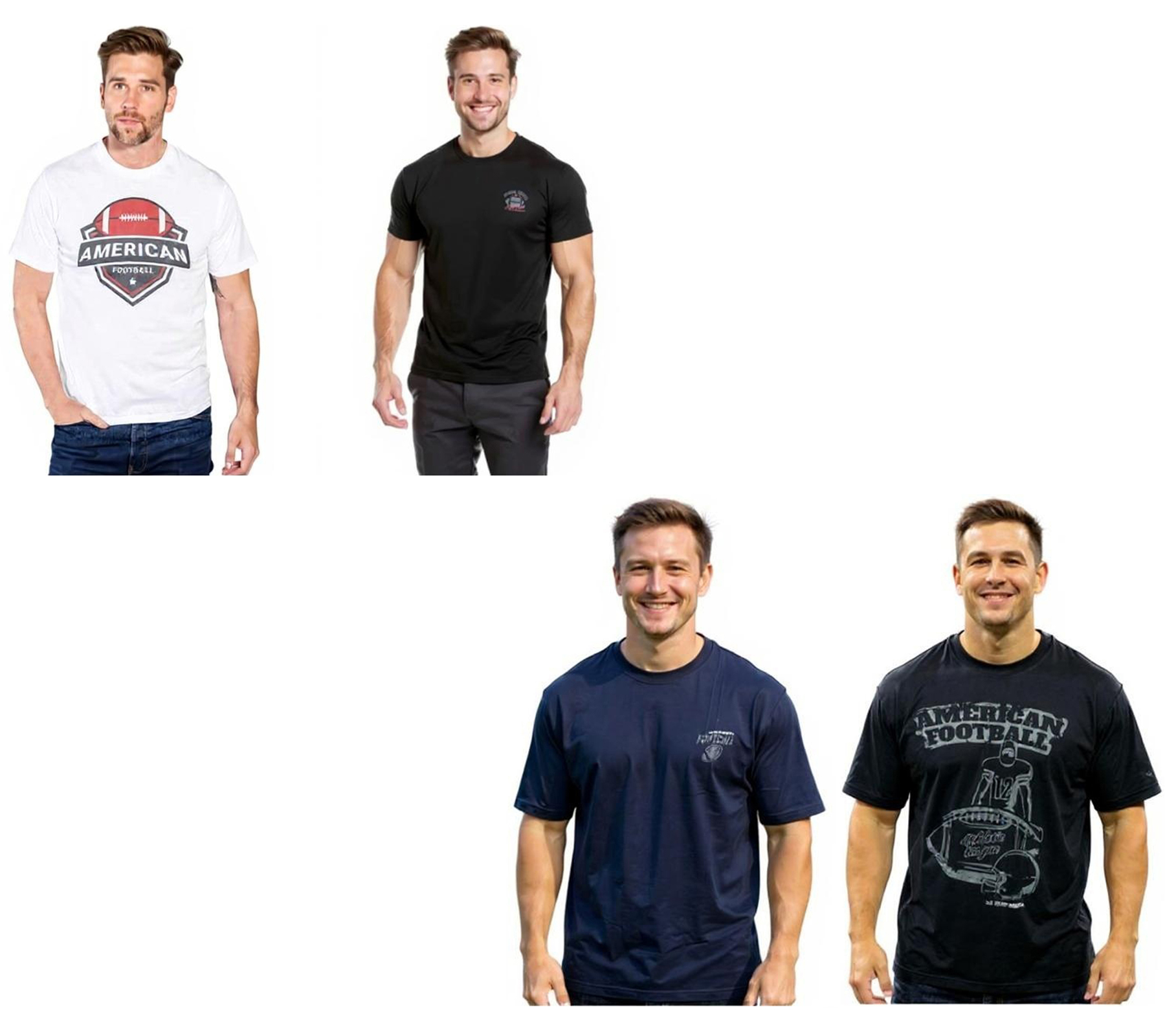 2er Pack U.S. SPORT AMERICA Herren T-Shirt Basic Baumwoll-Shirt Rundhals-Shirt Kurzarm Schwarz/Weiß oder Schwarz/Blau