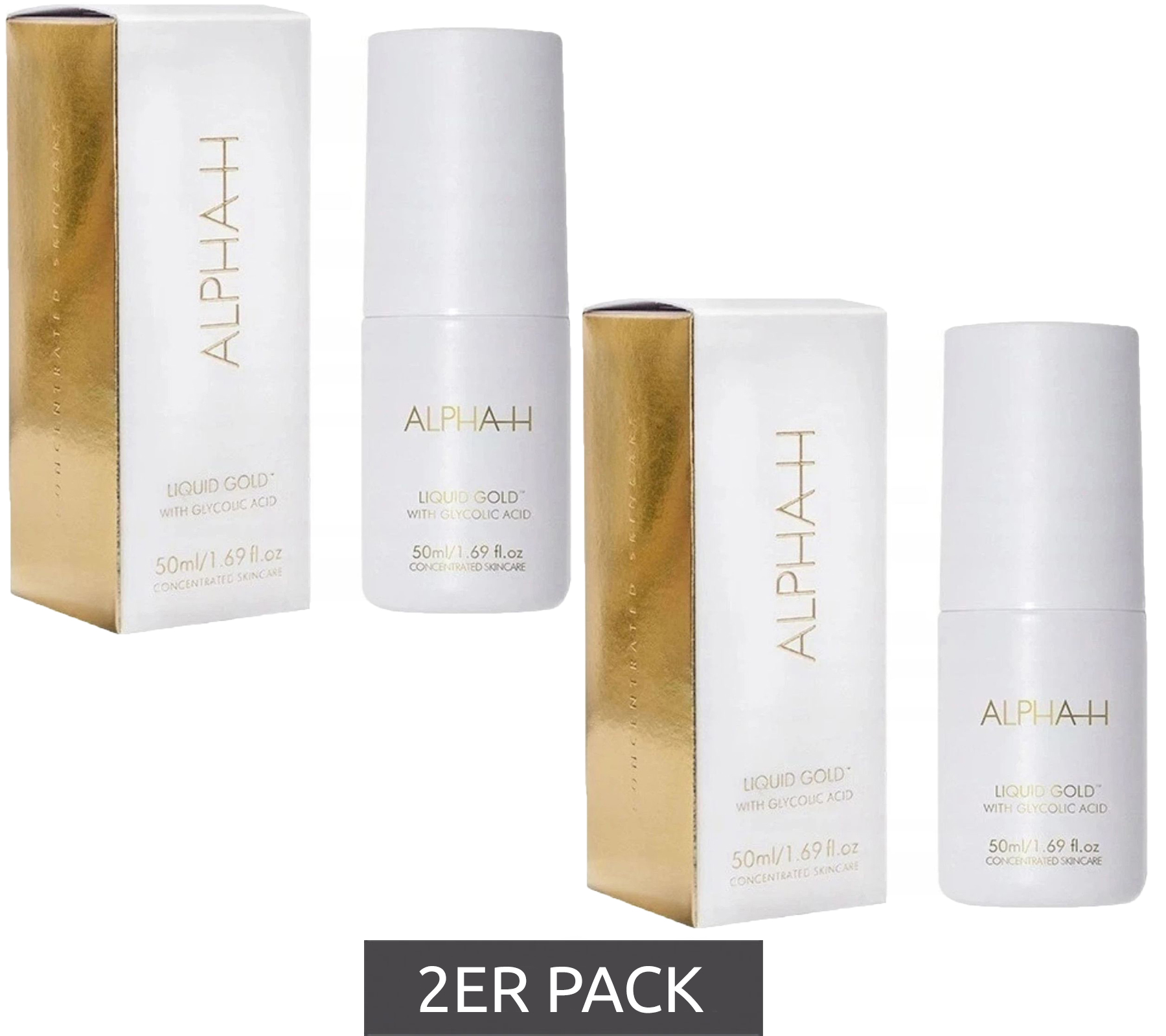 2er Sparpack ALPHA-H Liquid Gold Peeling-Behandlung mit Glykolsäure Kosmetik Hautpflege strahlender Teint natürliche Hauterneuerung Hautstraffung 50ml
