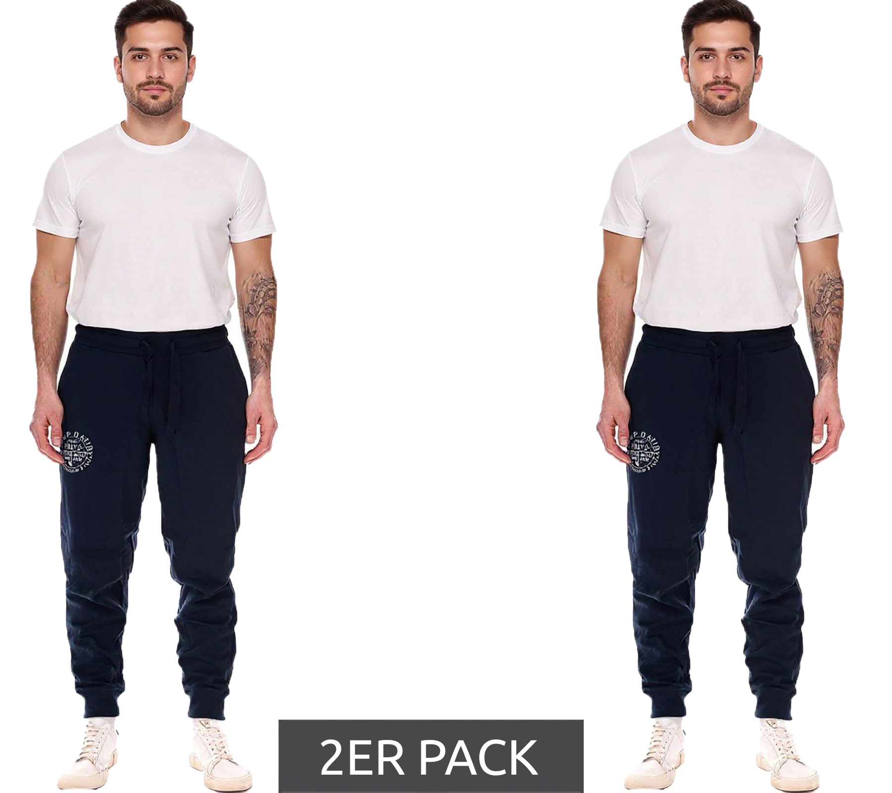 2er Sparpack CAMP DAVID Herren Jogging-Hose mit Baumwollanteil Sweat-Hose Trainings-Hose 428251 2301 Dunkelblau