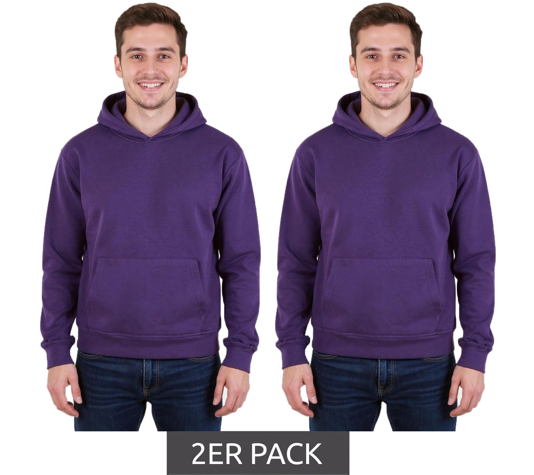 2er Sparpack European League Of Football Blanko Baumwoll-Hoodies acai