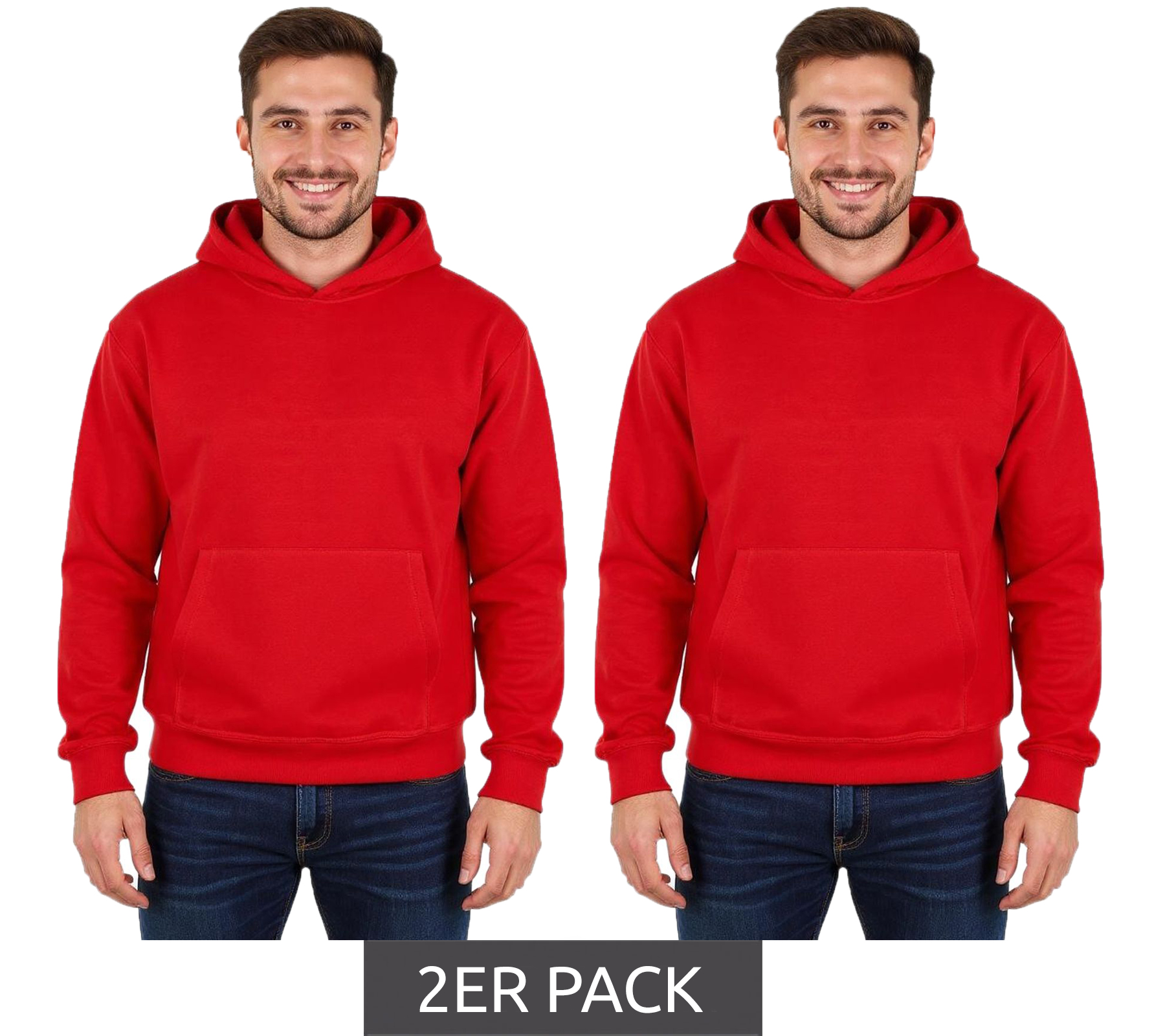 2er Sparpack European League Of Football Blanko Baumwoll-Hoodies tomate