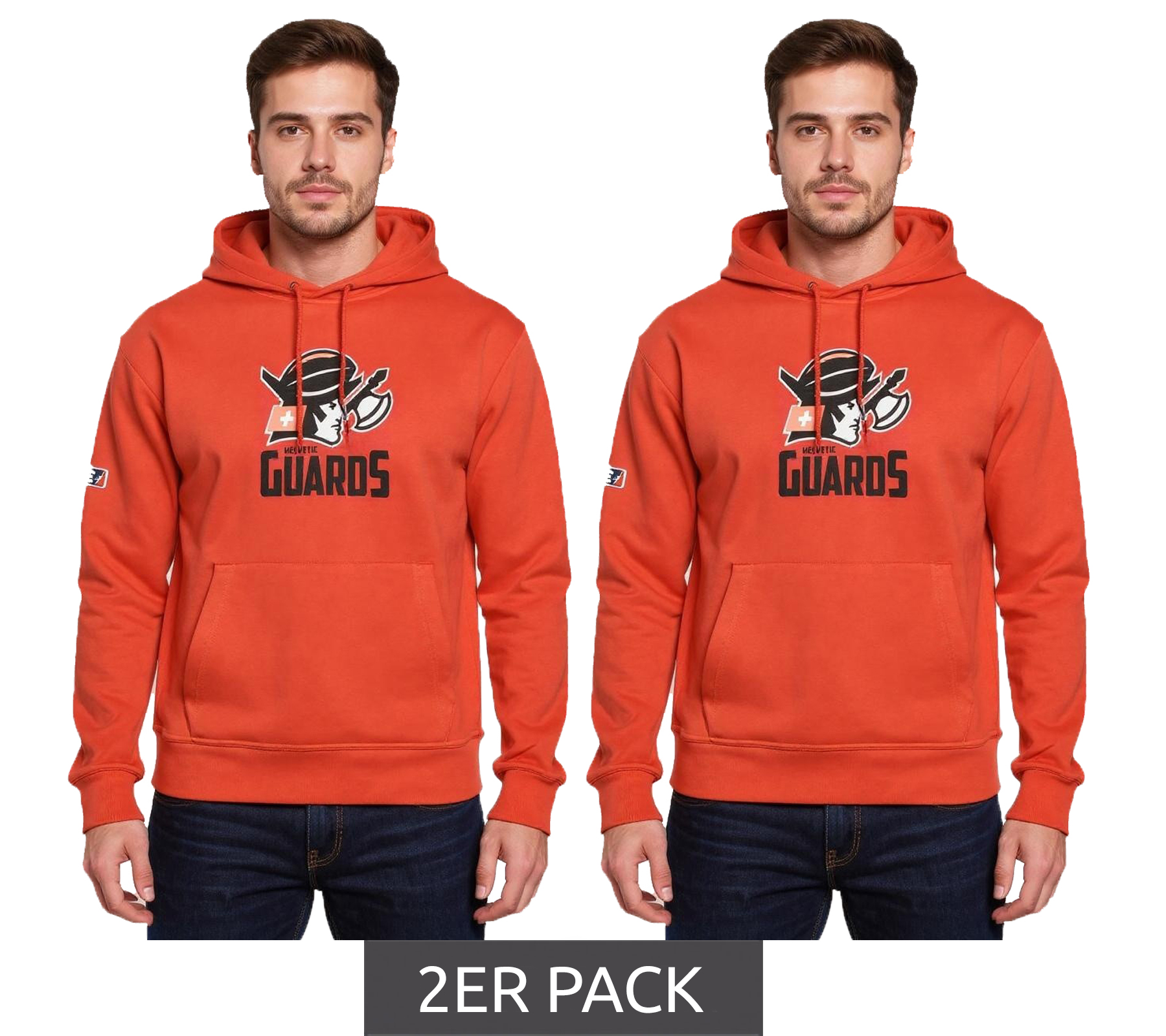 2er Sparpack European League Of Football – Helvetic Guards 2 ELF Hoodie Kapuzenpullover Rot