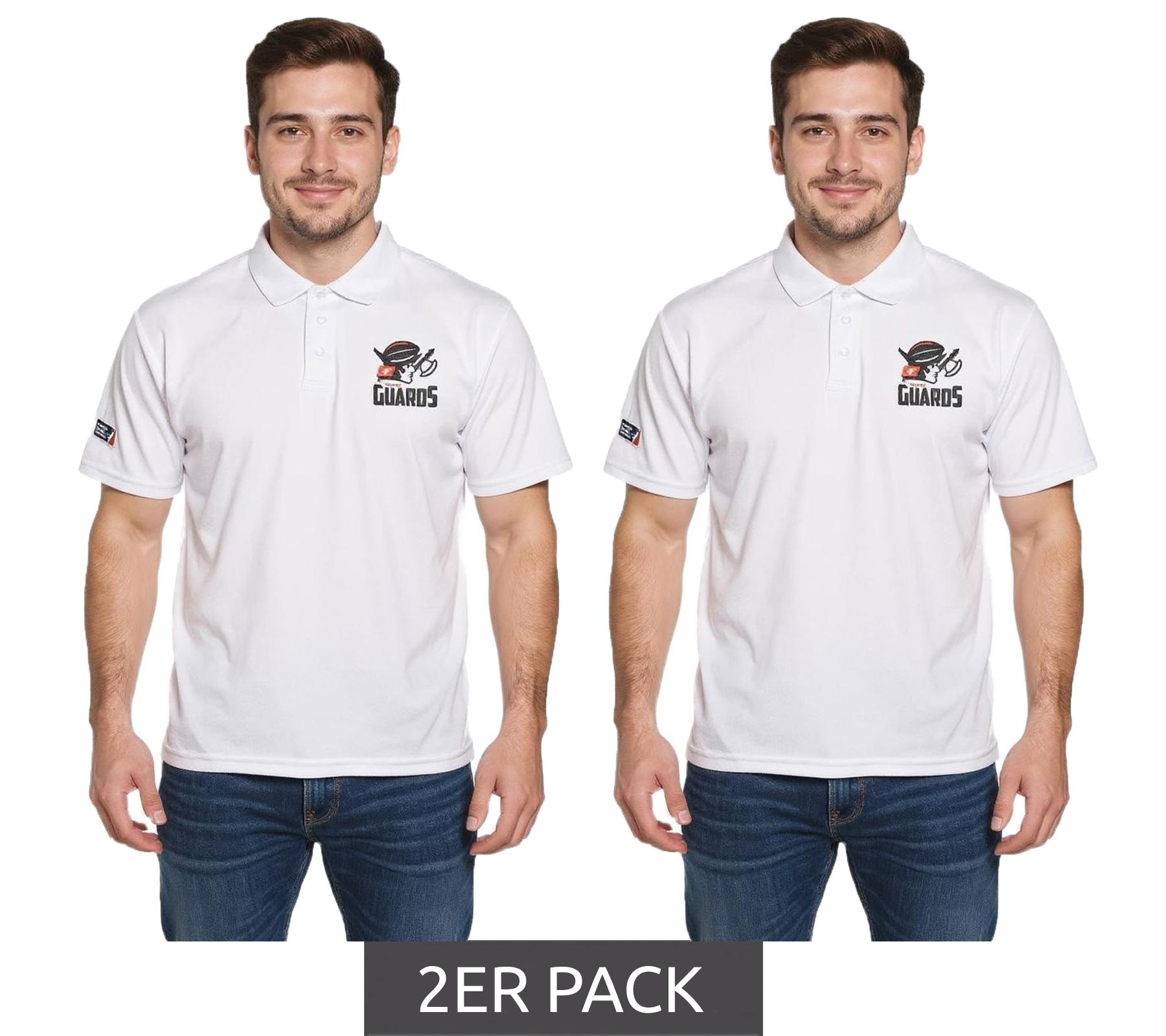 2er Sparpack European League Of Football Helvetic Guards PoloShirts leuchtend weiß