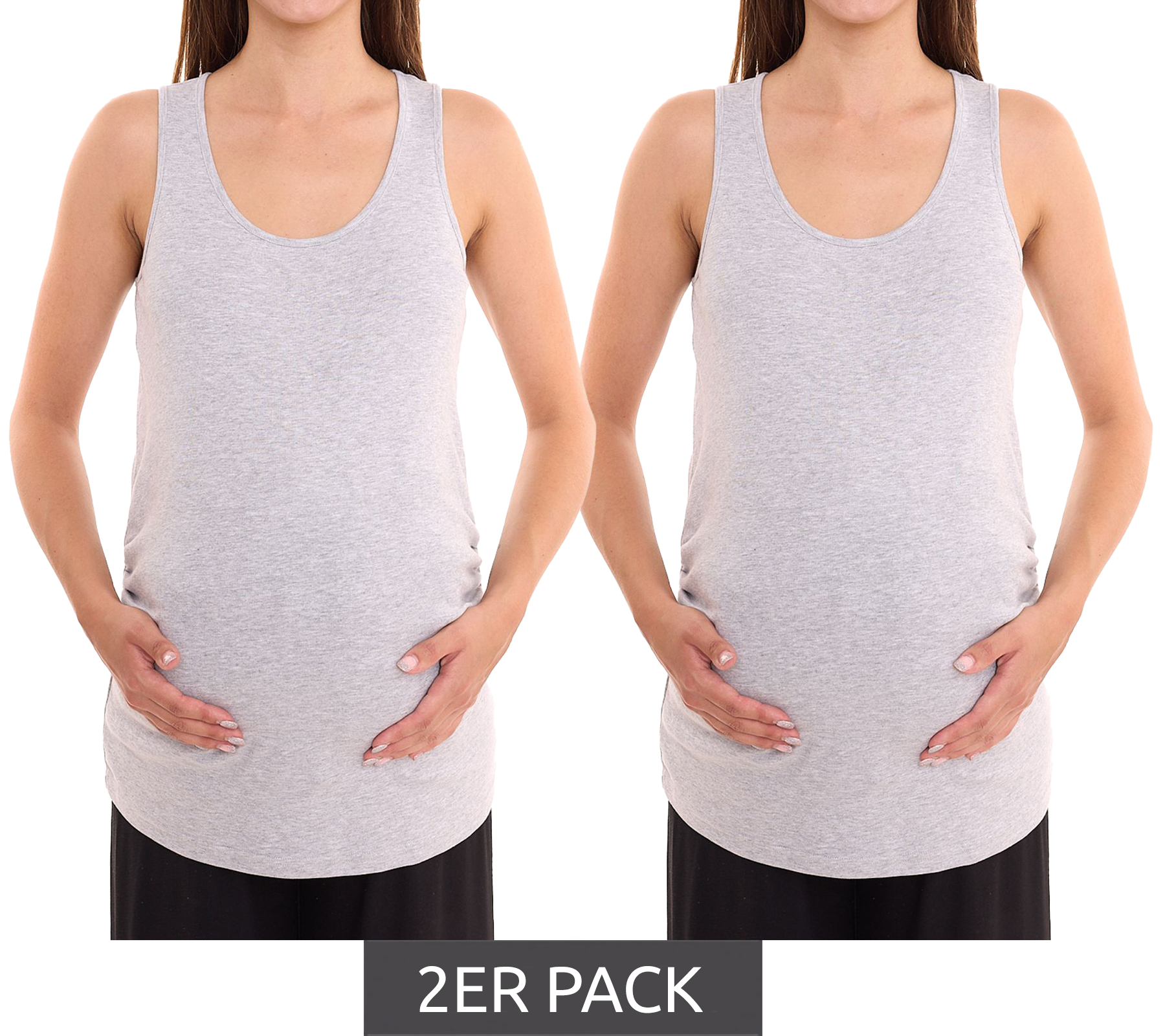 2er Sparpack neun 9 monate Damen Sommer-Top schlichtes Shirt Schwangerschaftsmode 68950144 Grau