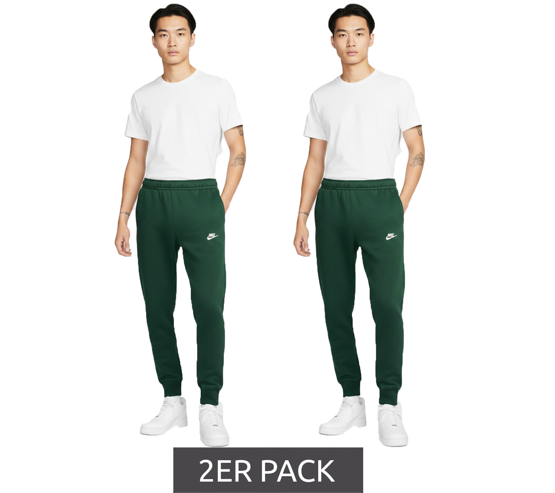 2er Sparpack NIKE M NSW CLUB JGGR BB Herren Fleece-Hose Baumwoll-Jogging-Hose mit Taschen BV2671 323 Grün