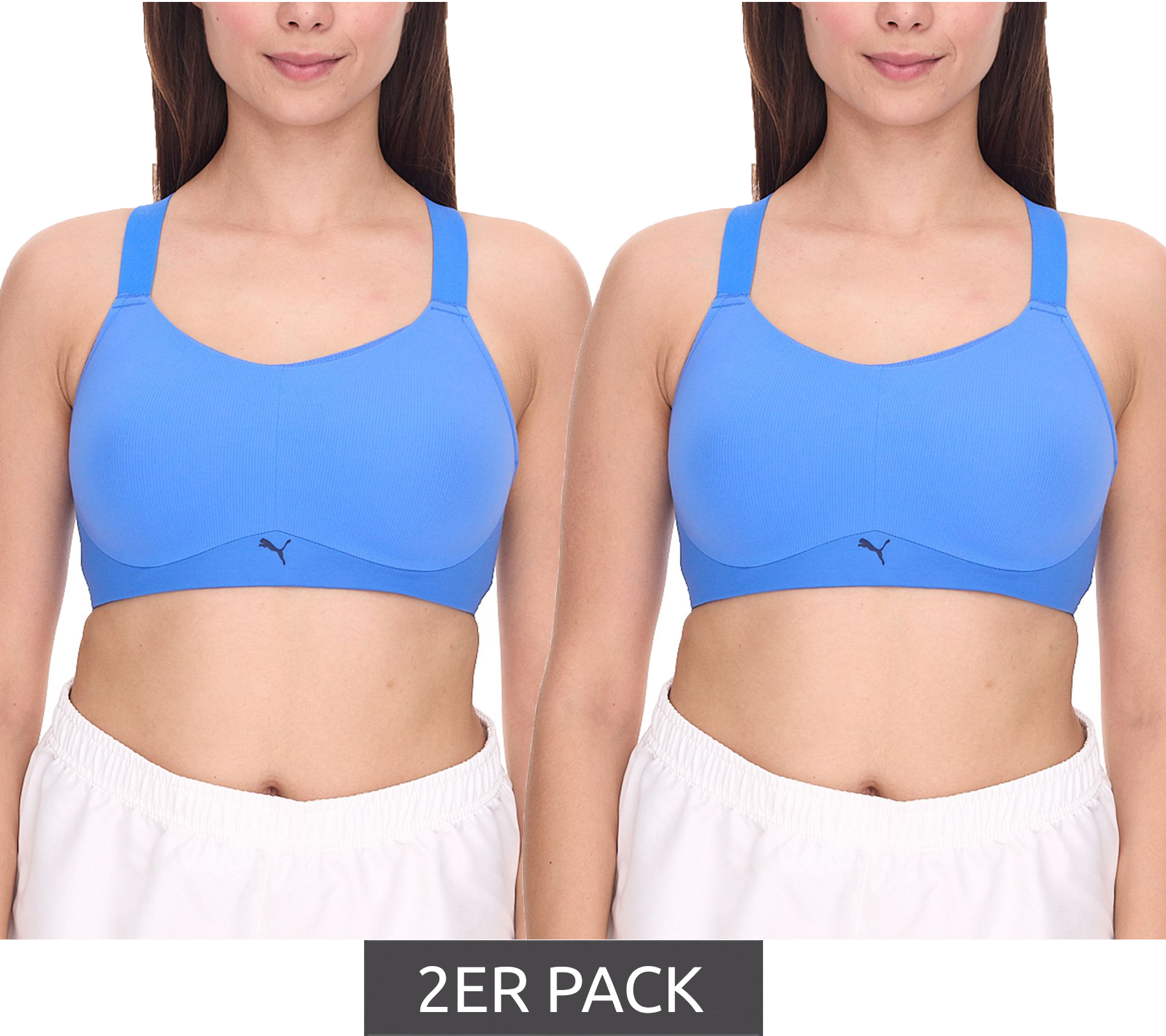 2er Sparpack PUMA Active Bra Damen Sport-BH mit High-Support-Funktion Trainings-Bustier 935282 02 Blau