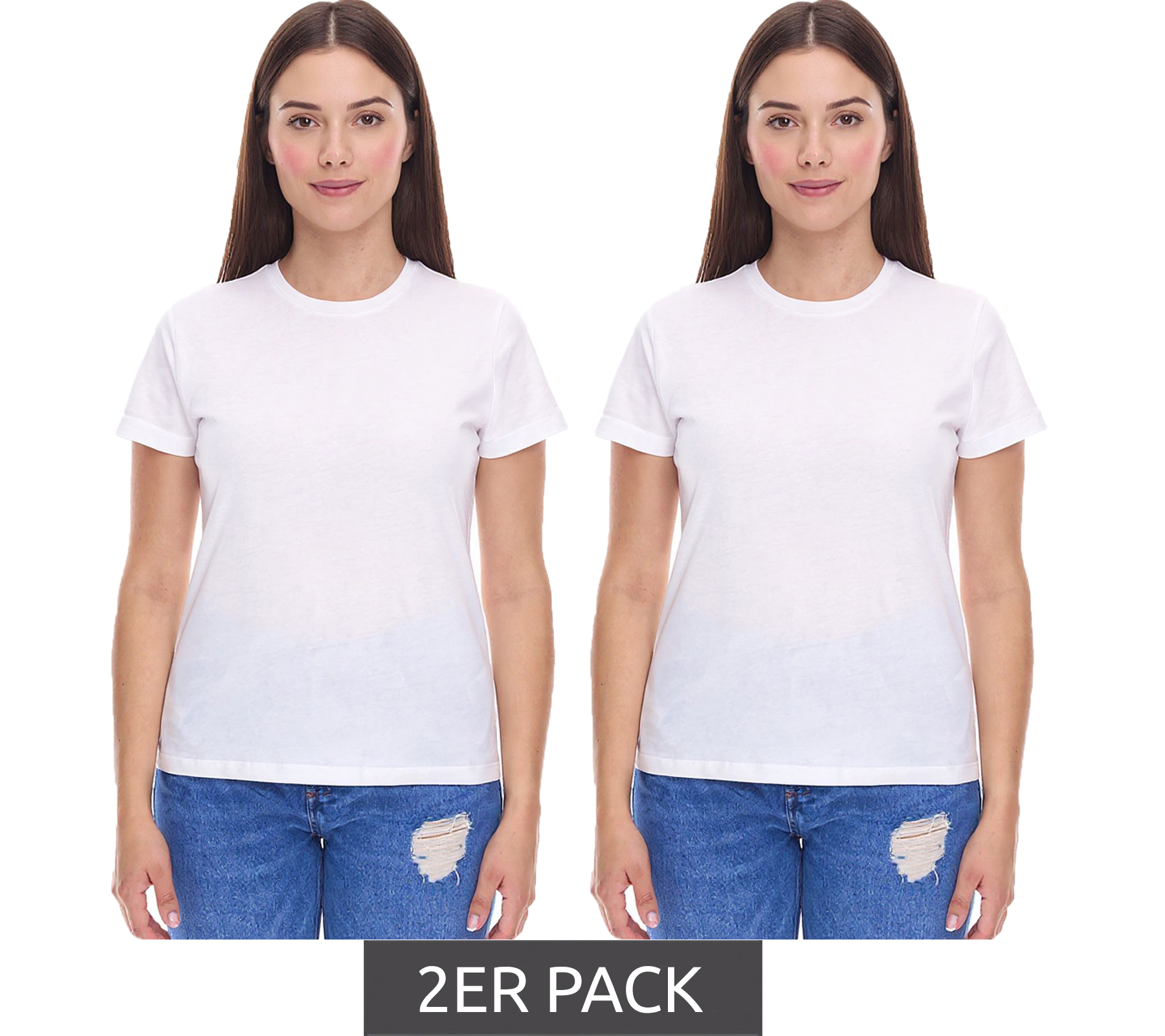 2er Sparpack PUMA Blank Base Damen T-Shirt nachhaltiges Baumwoll-Shirt Sport-Shirt Fitness-Shirt 678258 01 Weiß