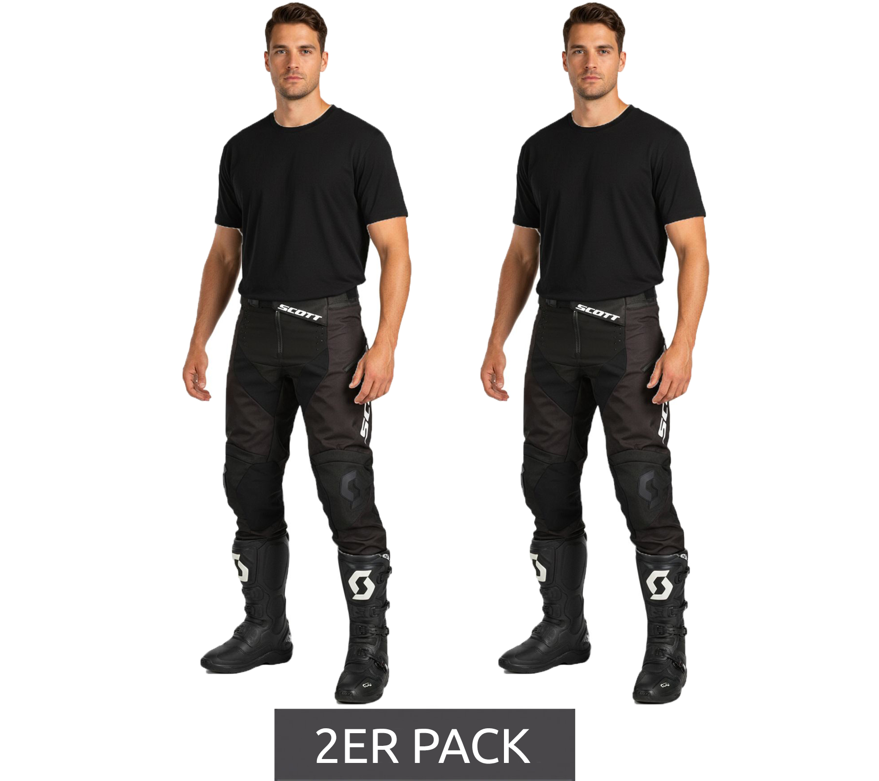2er Sparpack SCOTT X-Plore Swap Herren Moto-Cross Hose Motorsport-Kleidung mit vergrößertem Kniebereich 292379 1007 Schwarz