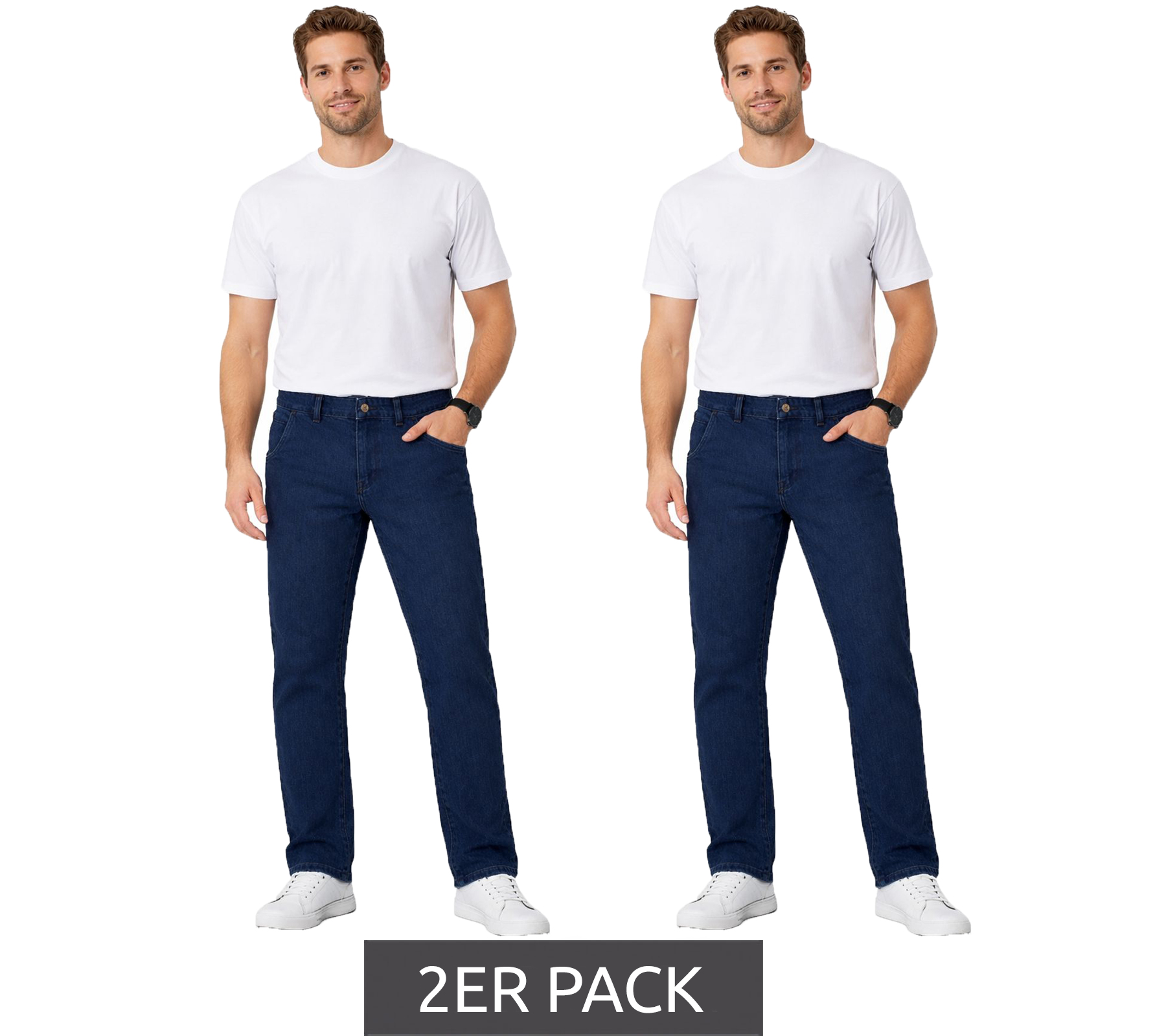 2er Sparpack Stylische Pierre Cardin Herren Chino-Jeans Denim-Hose Baumwoll-Hose I22PI4565 Blau