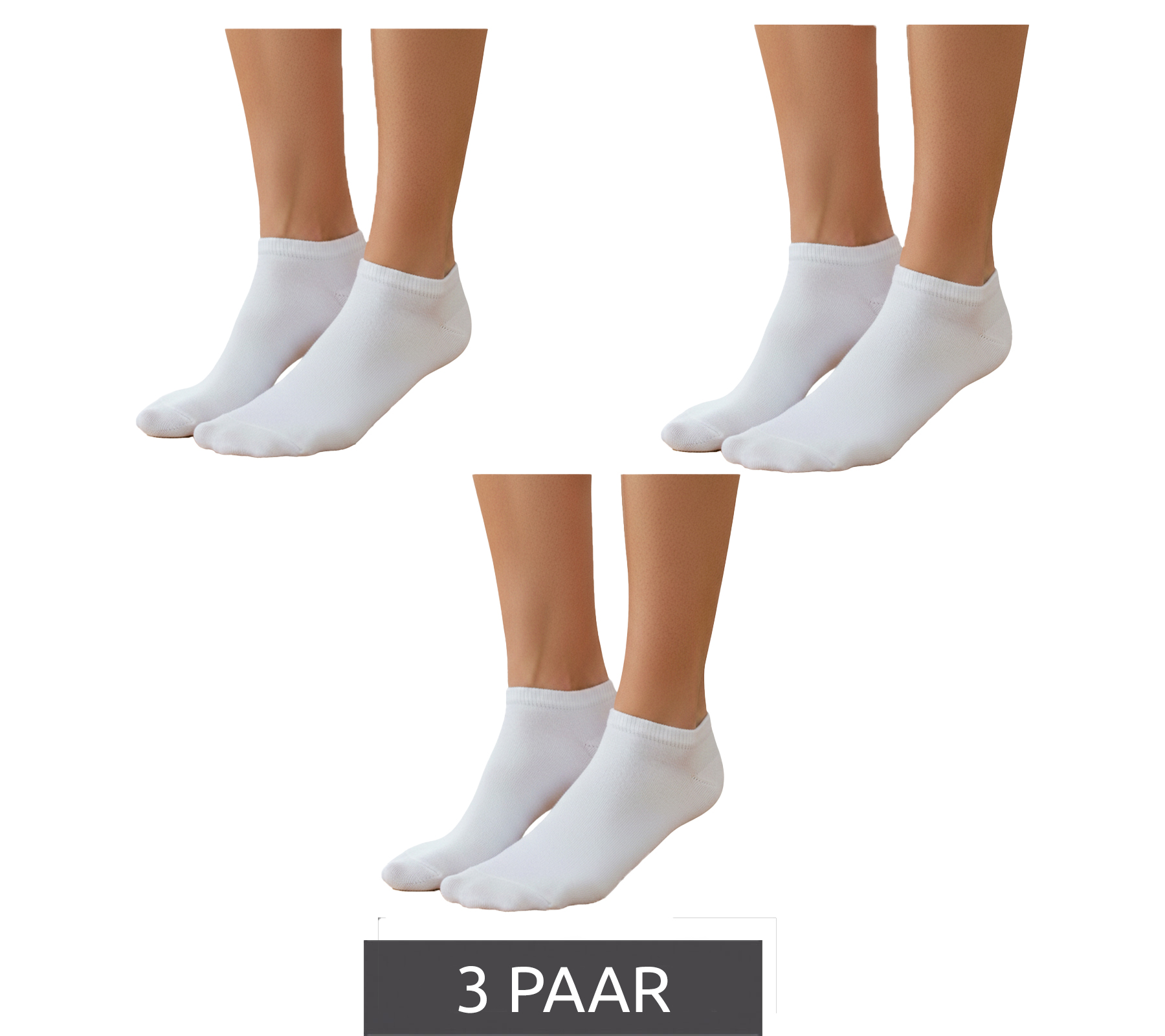 3 Paar Damen Sneaker-Socken mit 90 DEN blickdicht & wärmend Baumwoll-Socken Weiß