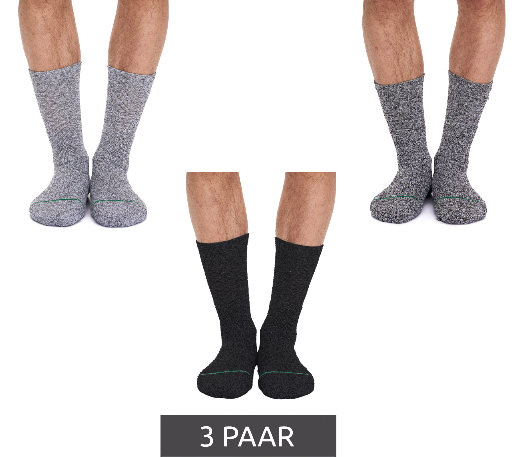 3 Paar primair socks. nachhaltige Freizeit-Socken Baumwoll-Socken lange Strick-Socken 53200 Schwarz/Weiß/Hellgrau/Dunkelgrau