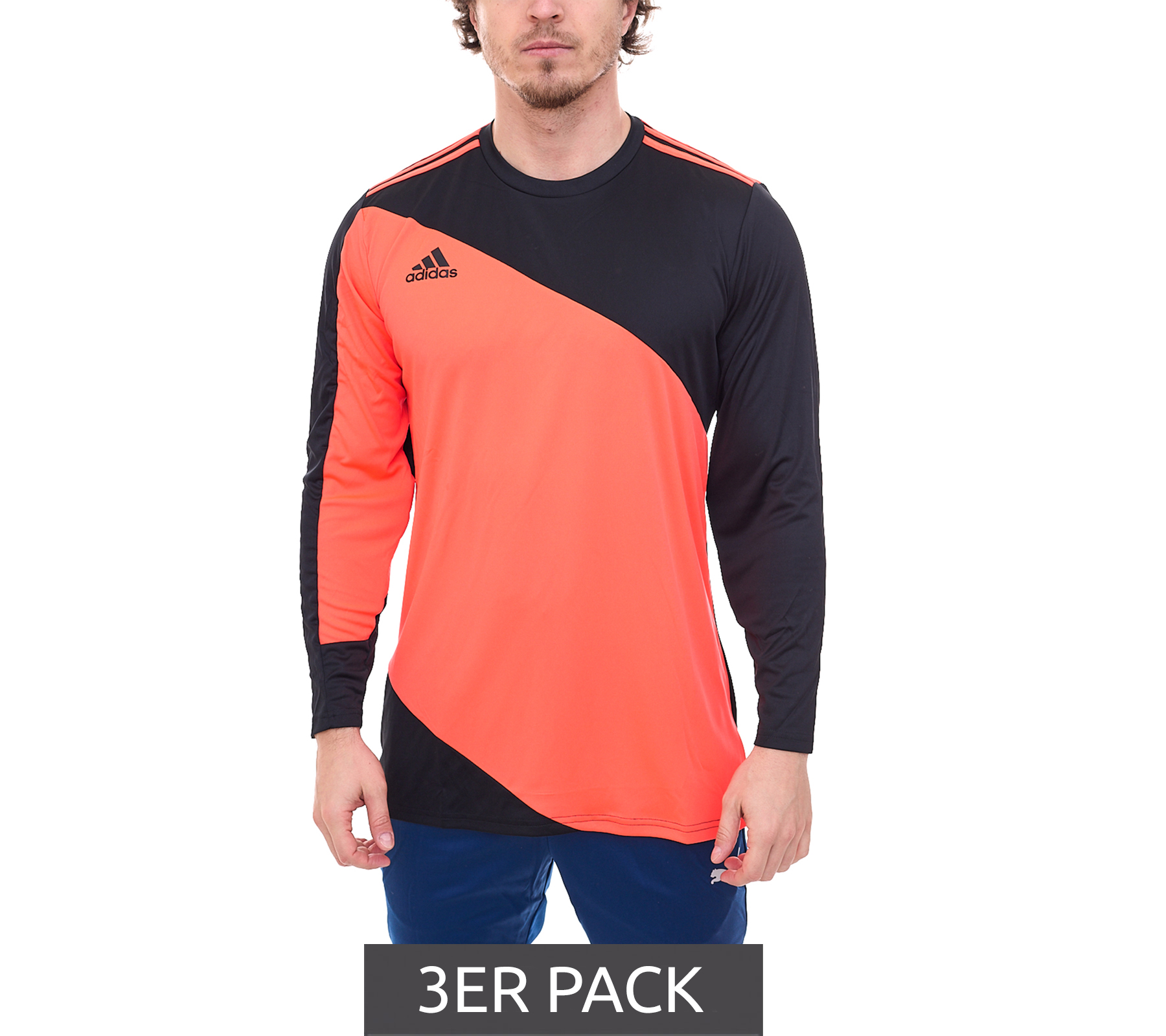 3er Pack adidas Torwarttrikot Squadra GK 21 Herren Langarm-Trikot Fußball mit Aeroready GK9805 Schwarz/Orange