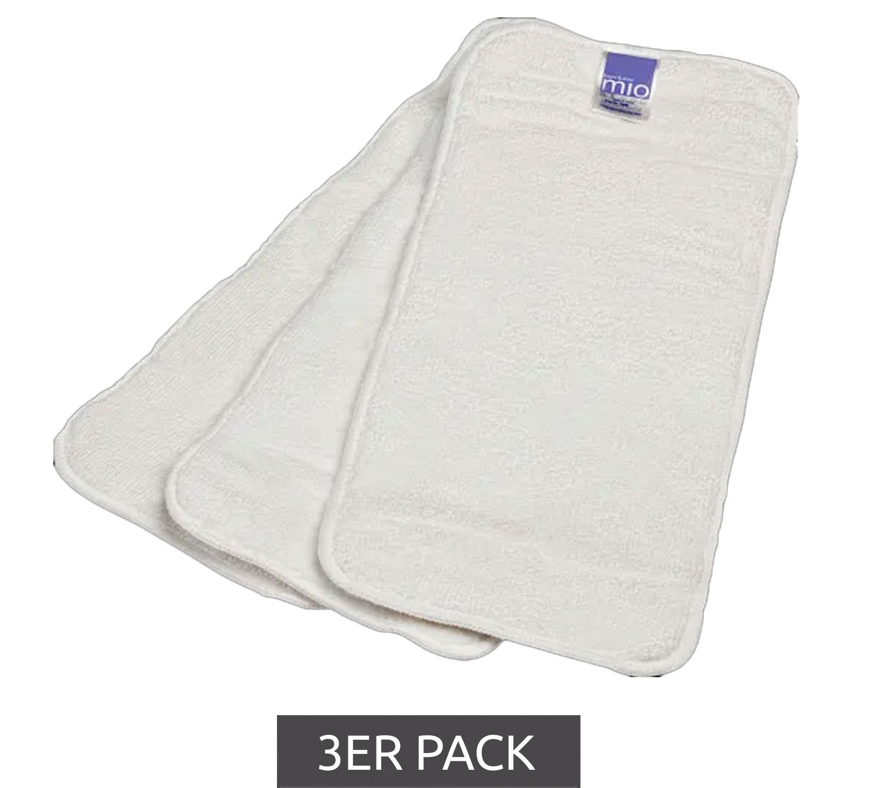 3er Pack Bambino Mio Baby Klein-Kinder Saugeinlage mit Stay-dry Oberschicht wiederverwendbare Stoffwindel-Einlage Weiß