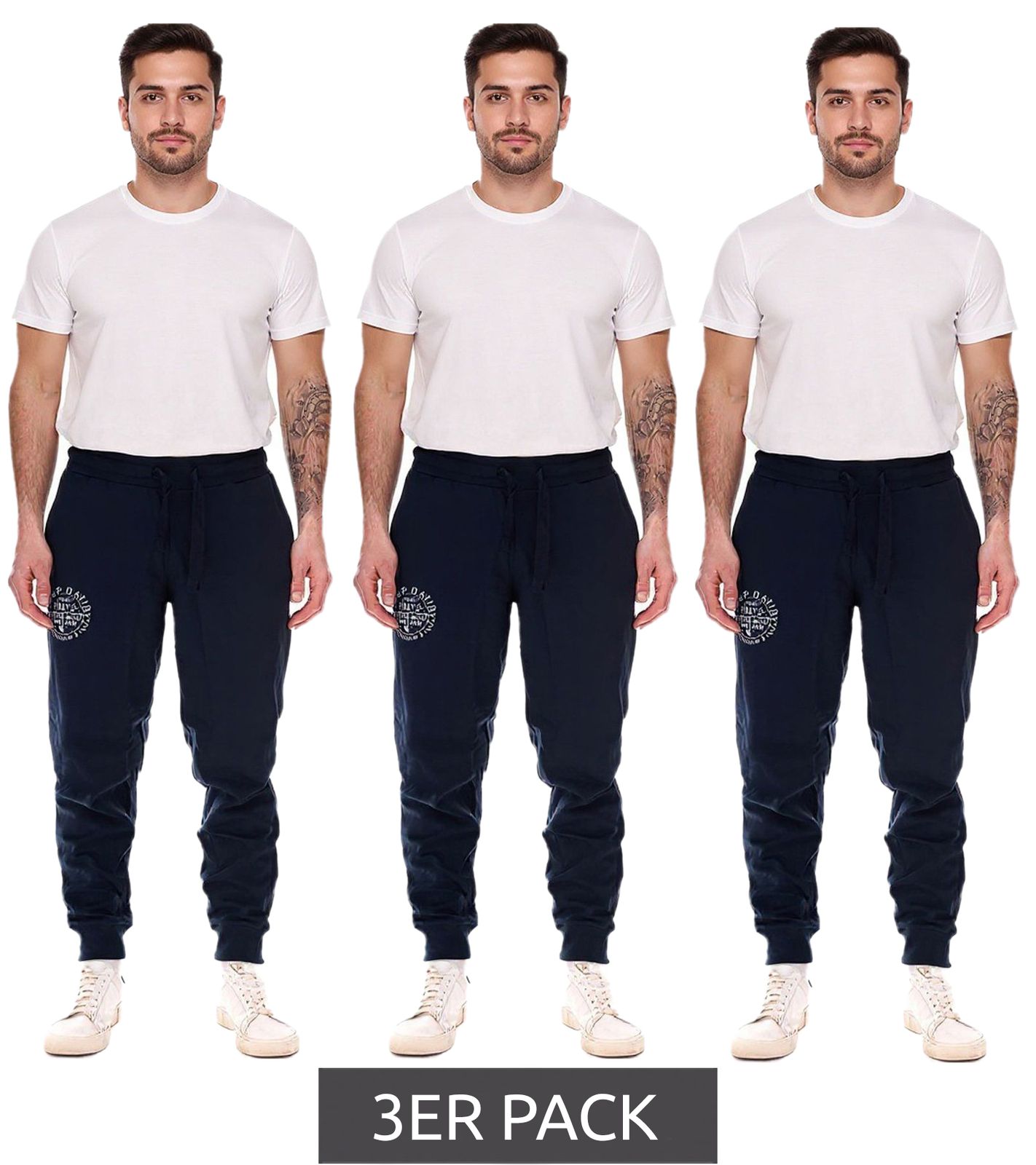 3er Pack CAMP DAVID Herren Jogging-Hose mit Baumwollanteil Sweat-Hose Trainings-Hose 428251 2301 Dunkelblau