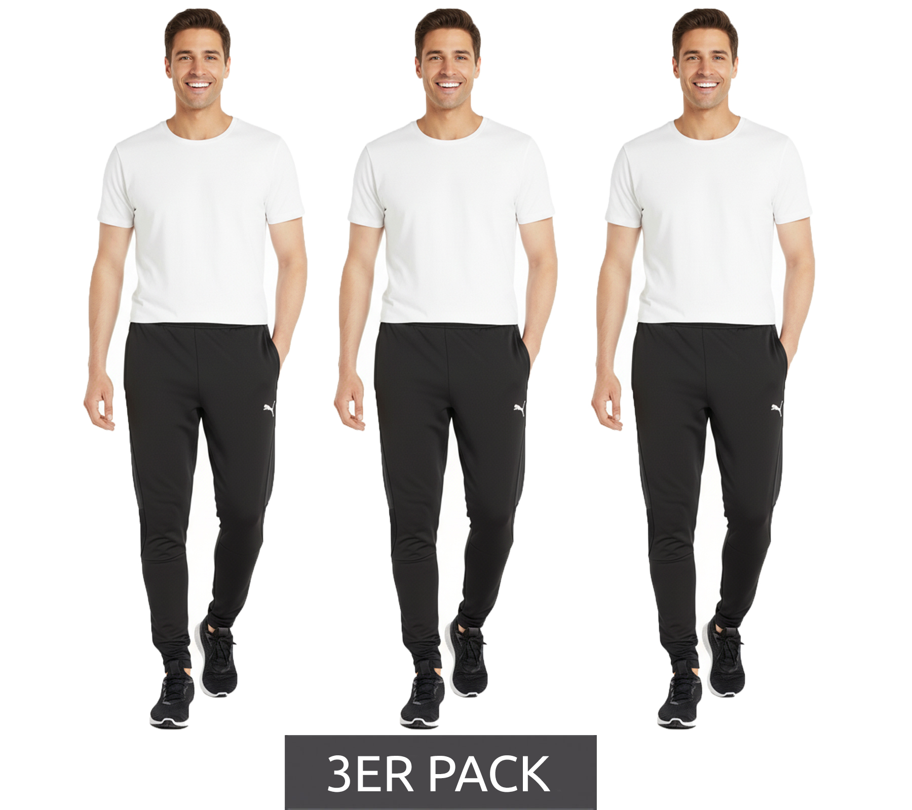 3er Pack PUMA LIGA Herren Trainings-Hose mit DRYCELL Sport-Hose Sport-Bekleidung Jogging-Hose Jogger 655313 03 Schwarz