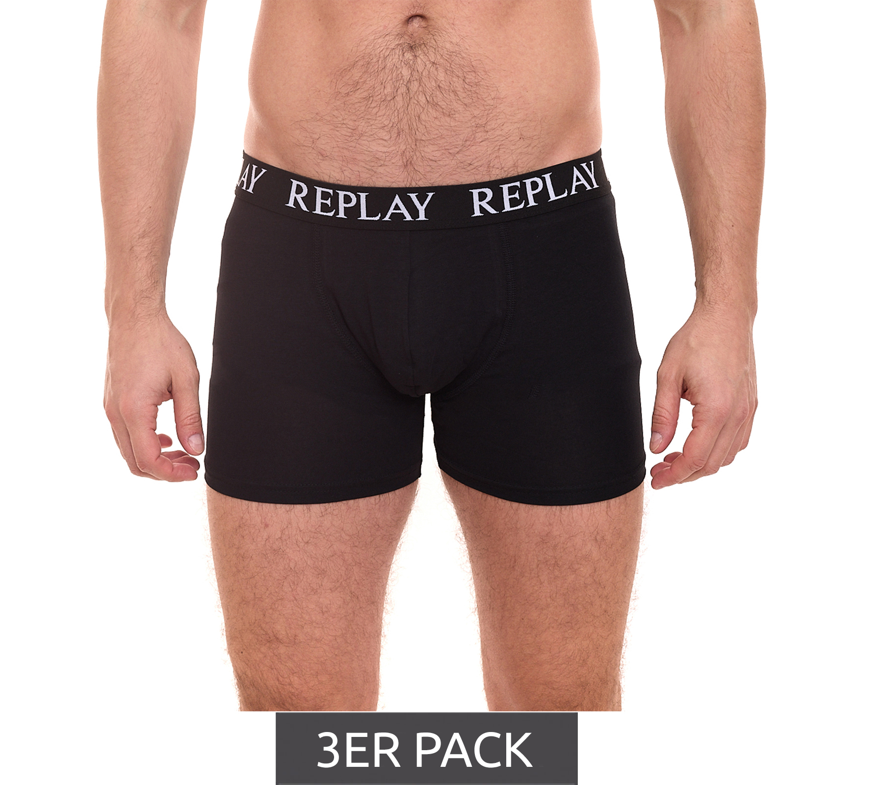 3er Pack REPLAY Herren Retro Boxershorts Baumwoll-Unterwäsche I101102-002 N011 Schwarz