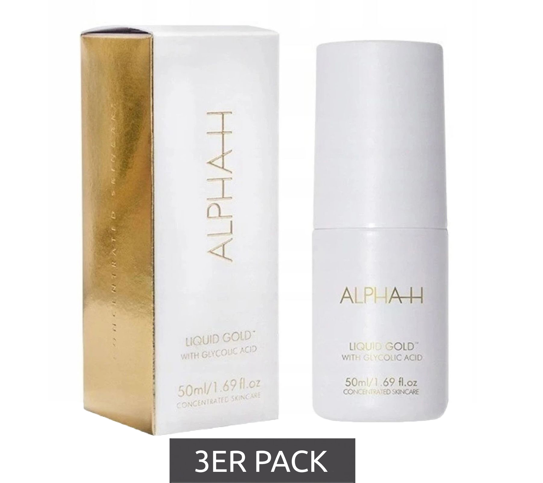 3er Sparpack ALPHA-H Liquid Gold Peeling-Behandlung mit Glykolsäure Kosmetik Hautpflege strahlender Teint natürliche Hauterneuerung Hautstraffung 50ml