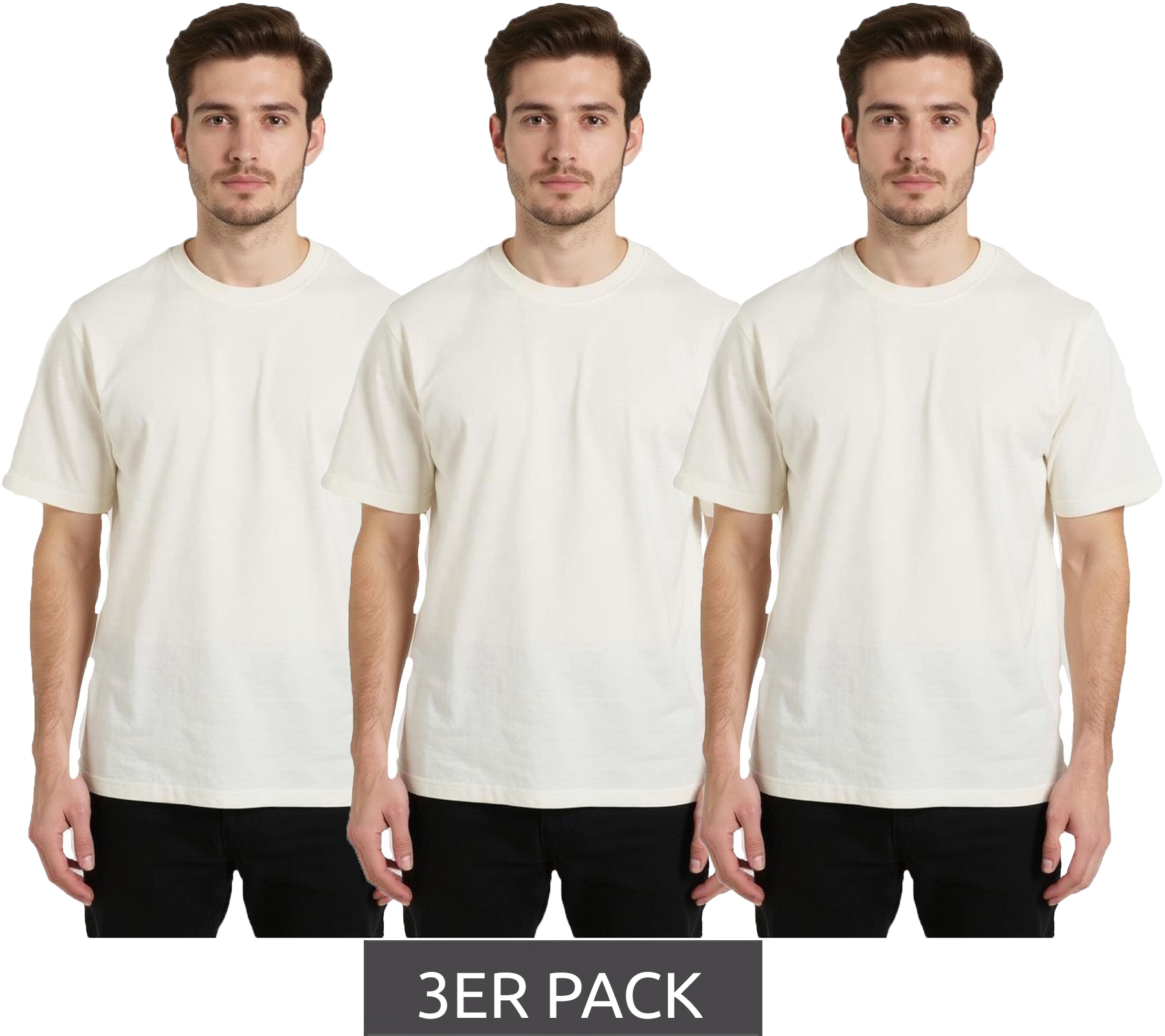 3er Sparpack European League Of Football Blanko T-Shirts antikweiß
