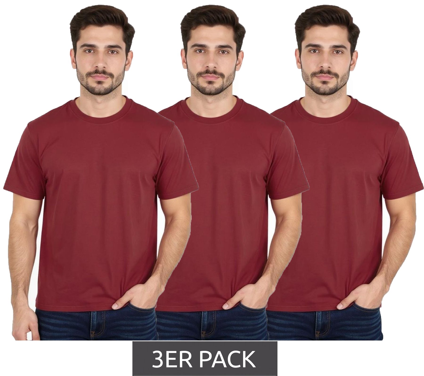3er Sparpack European League Of Football Blanko T-Shirts Weinrot