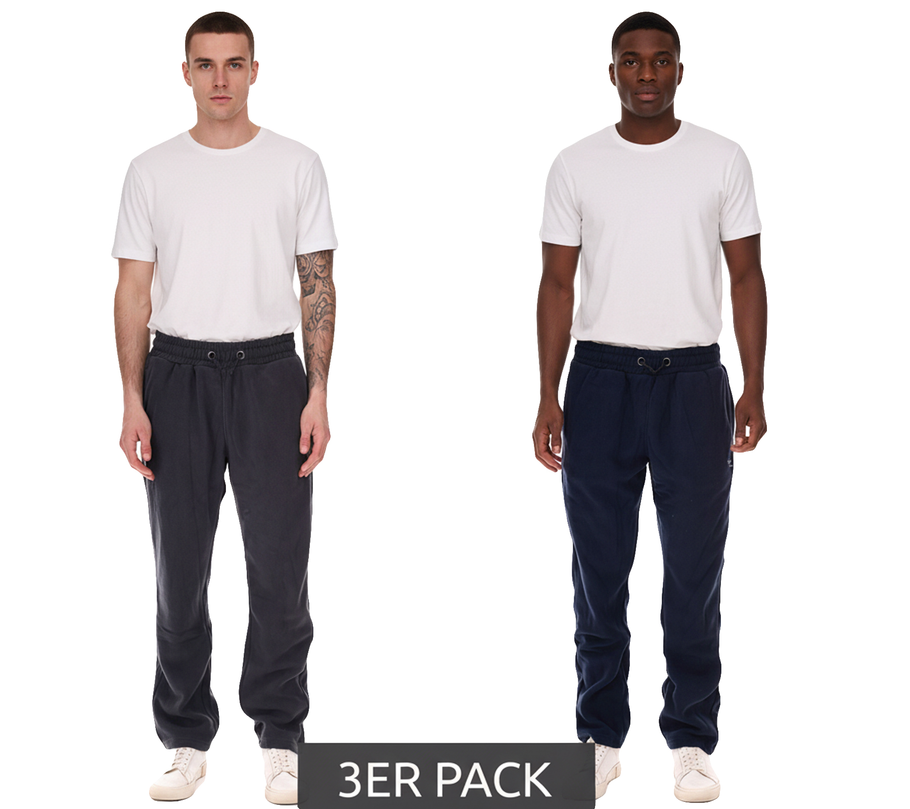3er Sparpack MAUI SPORTS Herren Fleece-Hose Freizeit-Jogger Homewear Oeko-Tex 100 zertifiziert 9087474 Blau oder Grau