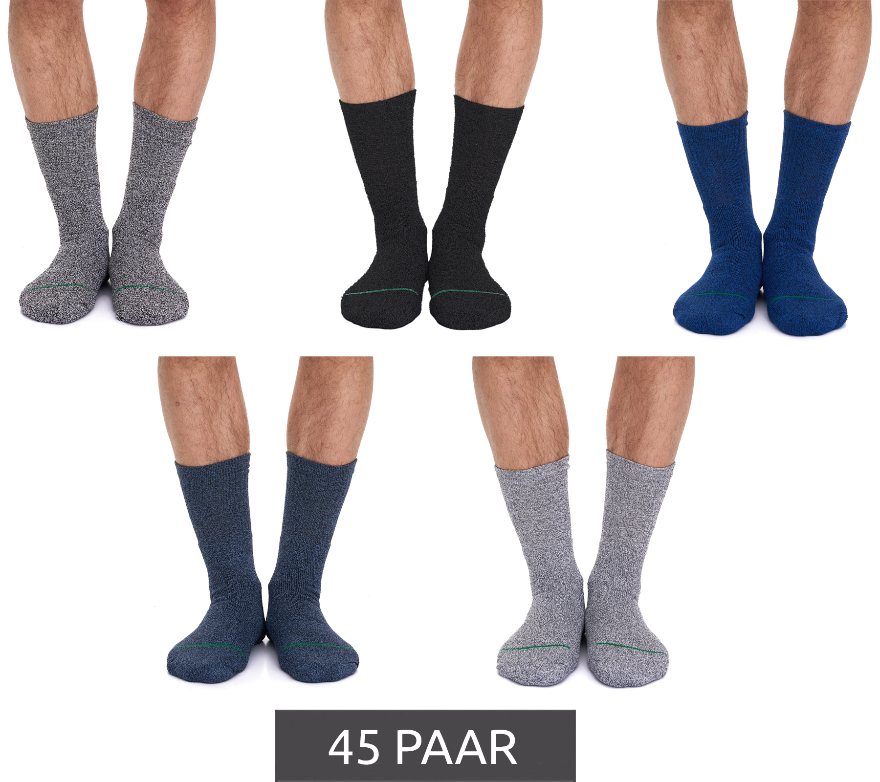 45 Paar primair socks. nachhaltige Freizeit-Socken Baumwoll-Socken lange Strick-Socken 53200 Schwarz/Weiß/Hellgrau/Dunkelgrau