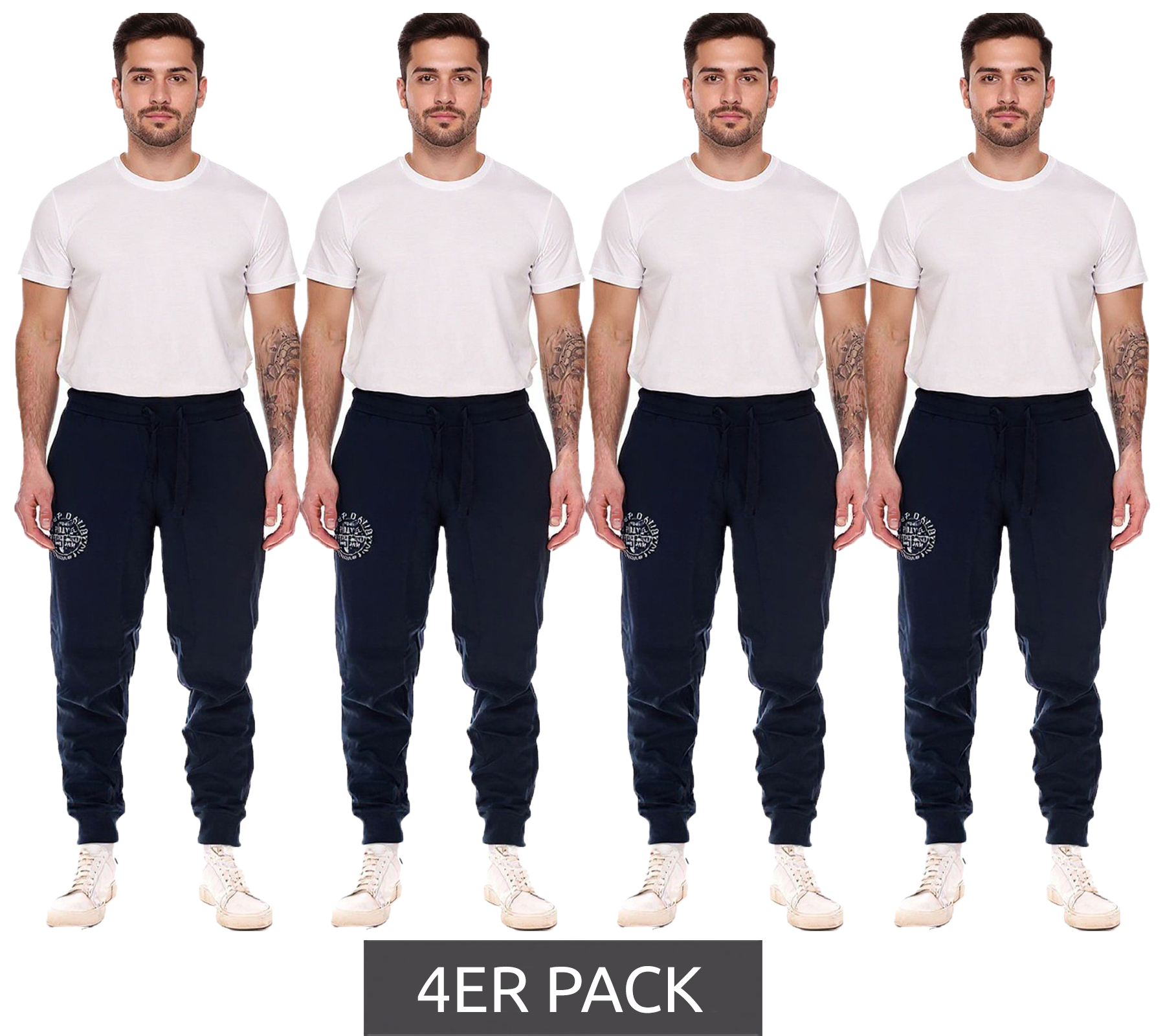 4er Sparpack CAMP DAVID Herren Jogging-Hose mit Baumwollanteil Sweat-Hose Trainings-Hose 428251 2301 Dunkelblau