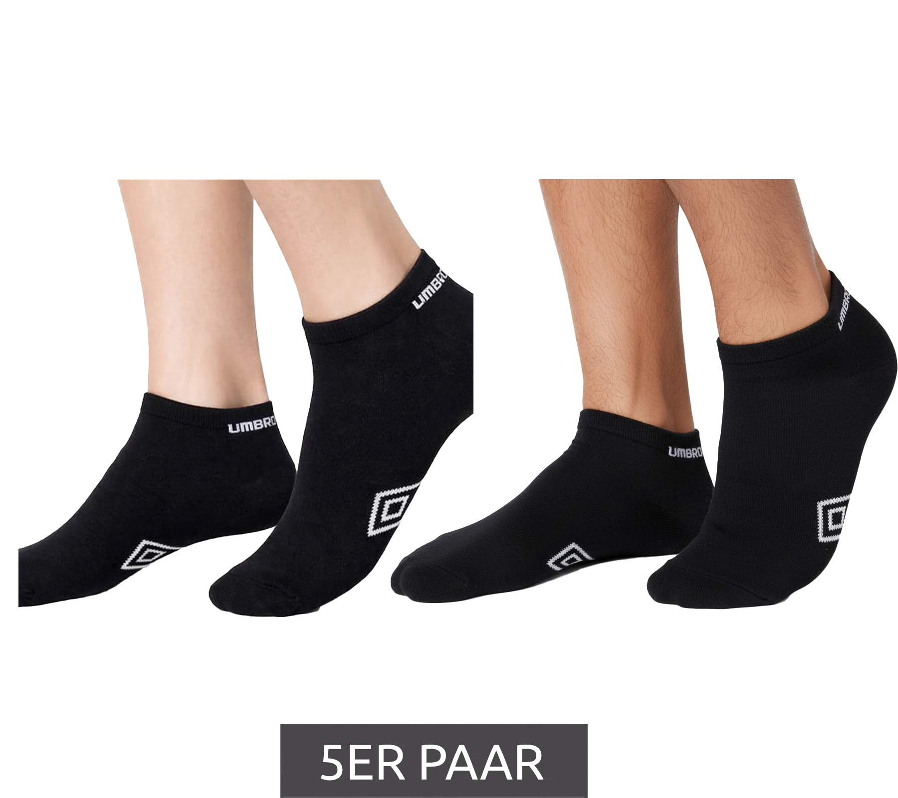 5 Paar umbro Herren und Damen Sport Socks Sneaker-Socken Strümpfe Oeko-Tex Standard 100 Schwarz