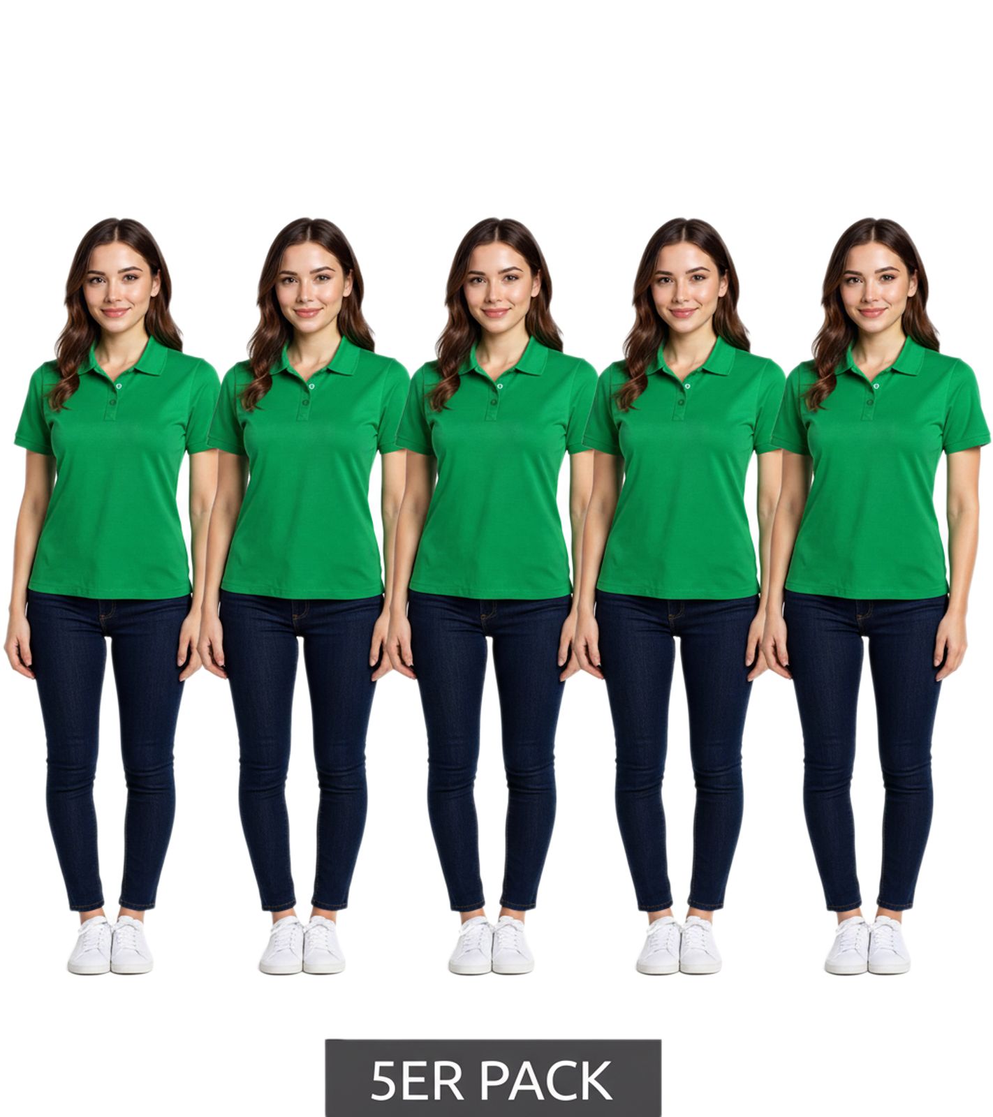 5er Pack ELEVATE Helios Damen Polo-Shirt Baumwolle Polo-Hemd Pique-Strick 180 g/m² 3810769 Grün
