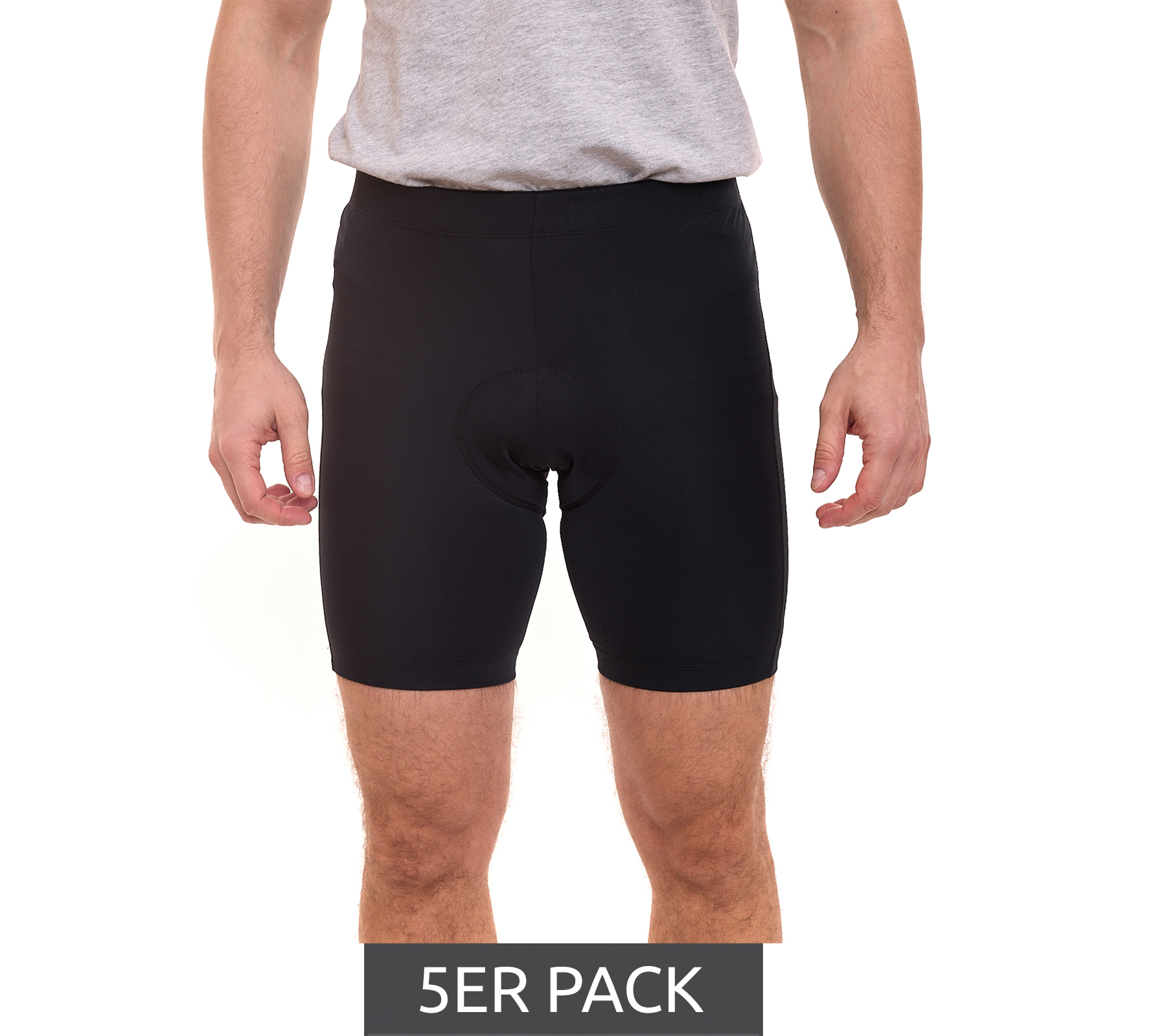 5er Pack F2 Race Herren Fahrrad-Hose mit Rückentasche Mountainbike-Hose mit High-Performance-Sitzpad Radler-Hose 6557 2038 Schwarz