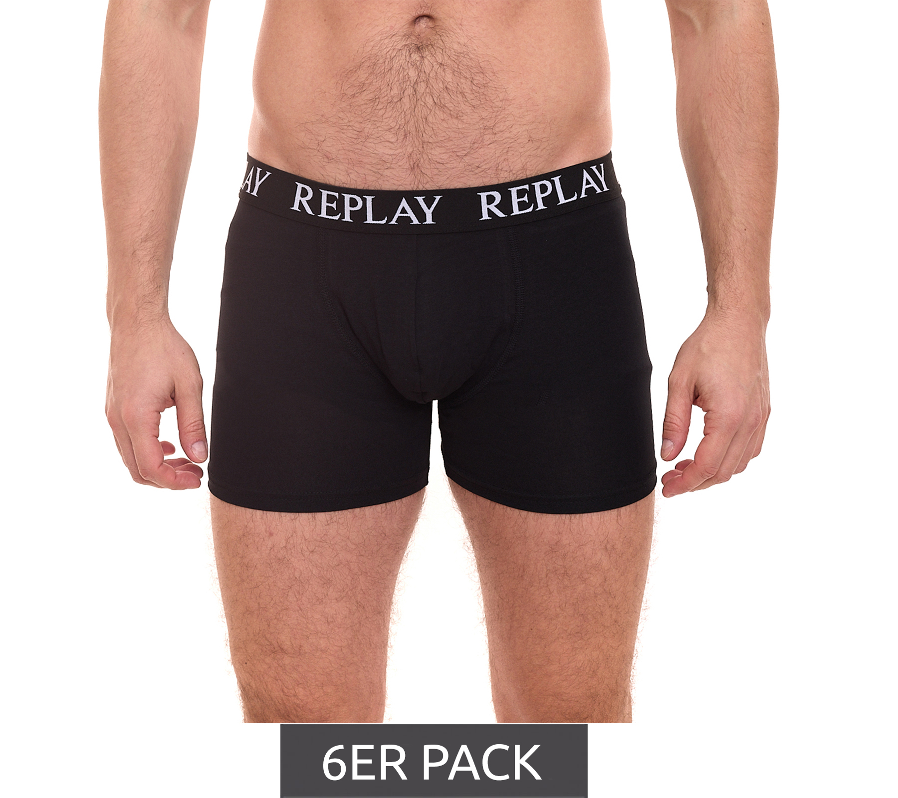 6er Pack REPLAY Herren Retro Boxershorts Baumwoll-Unterwäsche I101102-002 N011 Schwarz